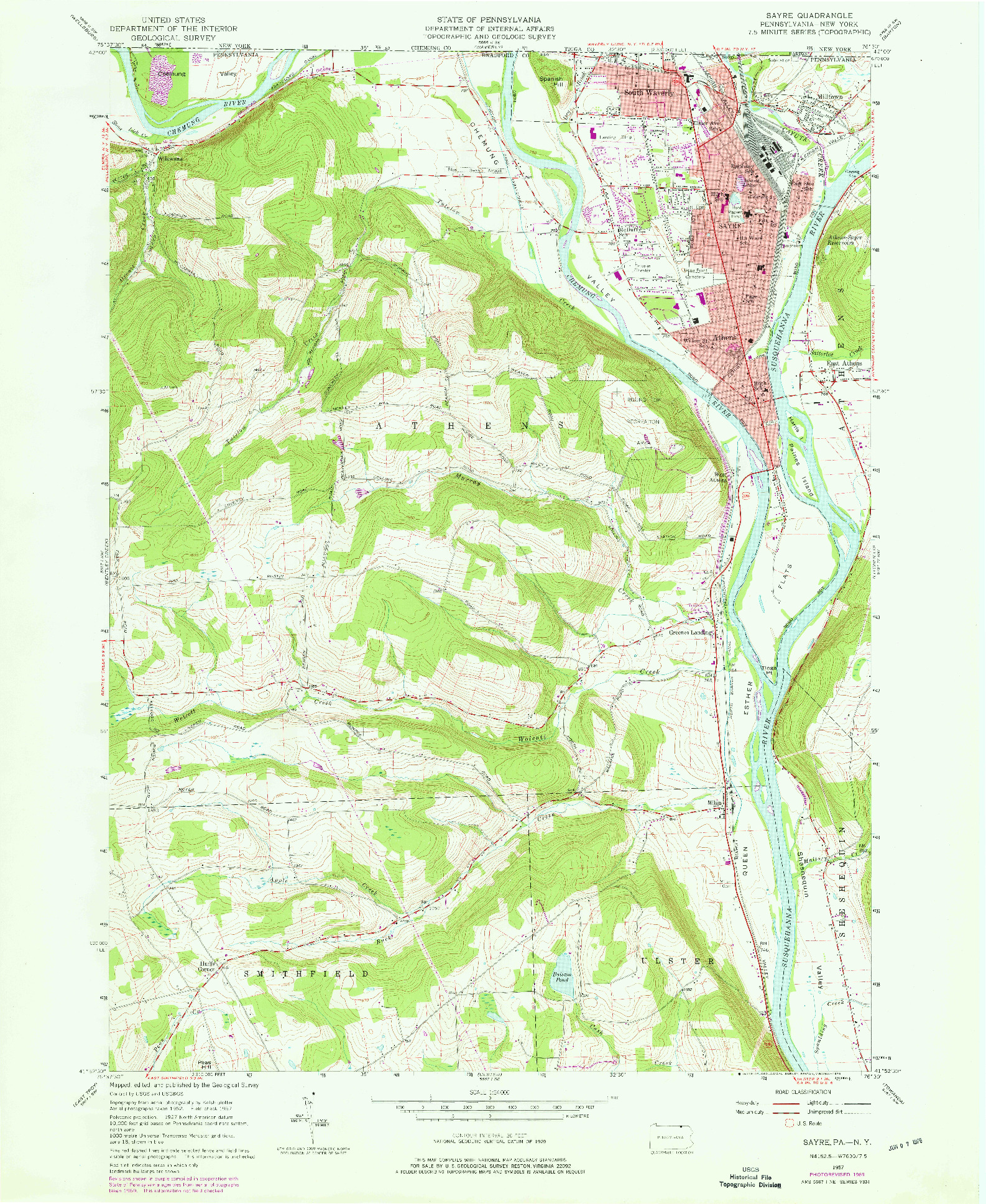 USGS 1:24000-SCALE QUADRANGLE FOR SAYRE, PA 1957