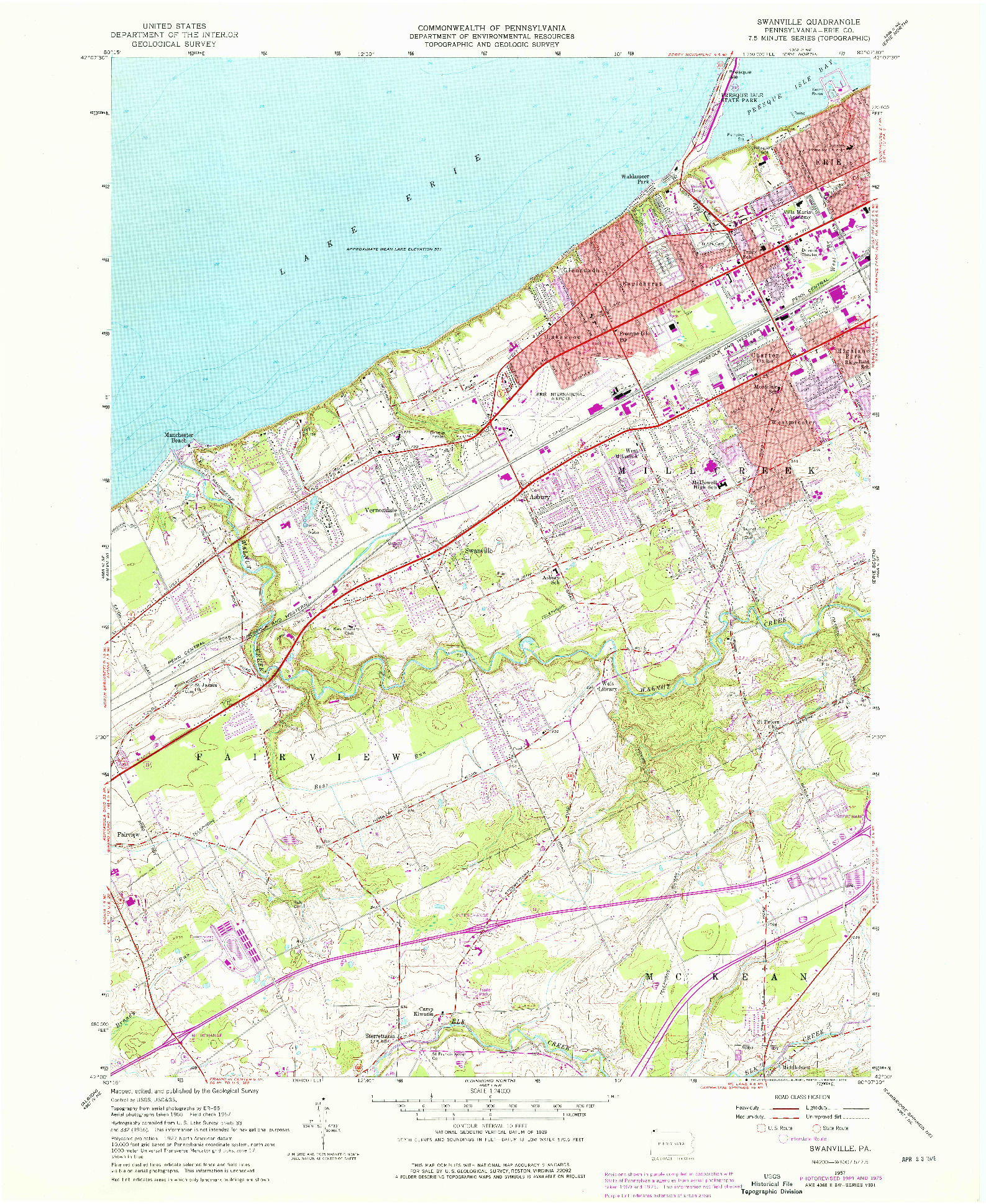 USGS 1:24000-SCALE QUADRANGLE FOR SWANVILLE, PA 1957