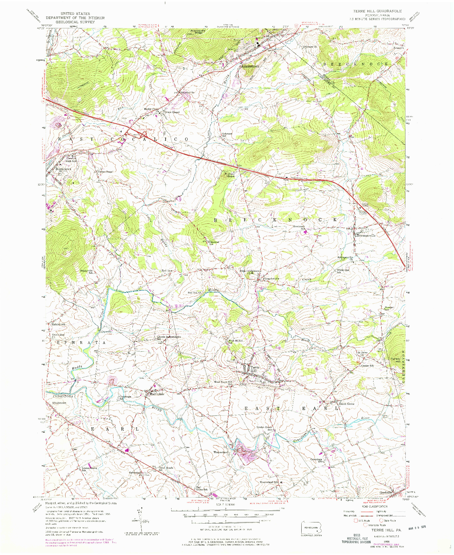 USGS 1:24000-SCALE QUADRANGLE FOR TERRE HILL, PA 1956