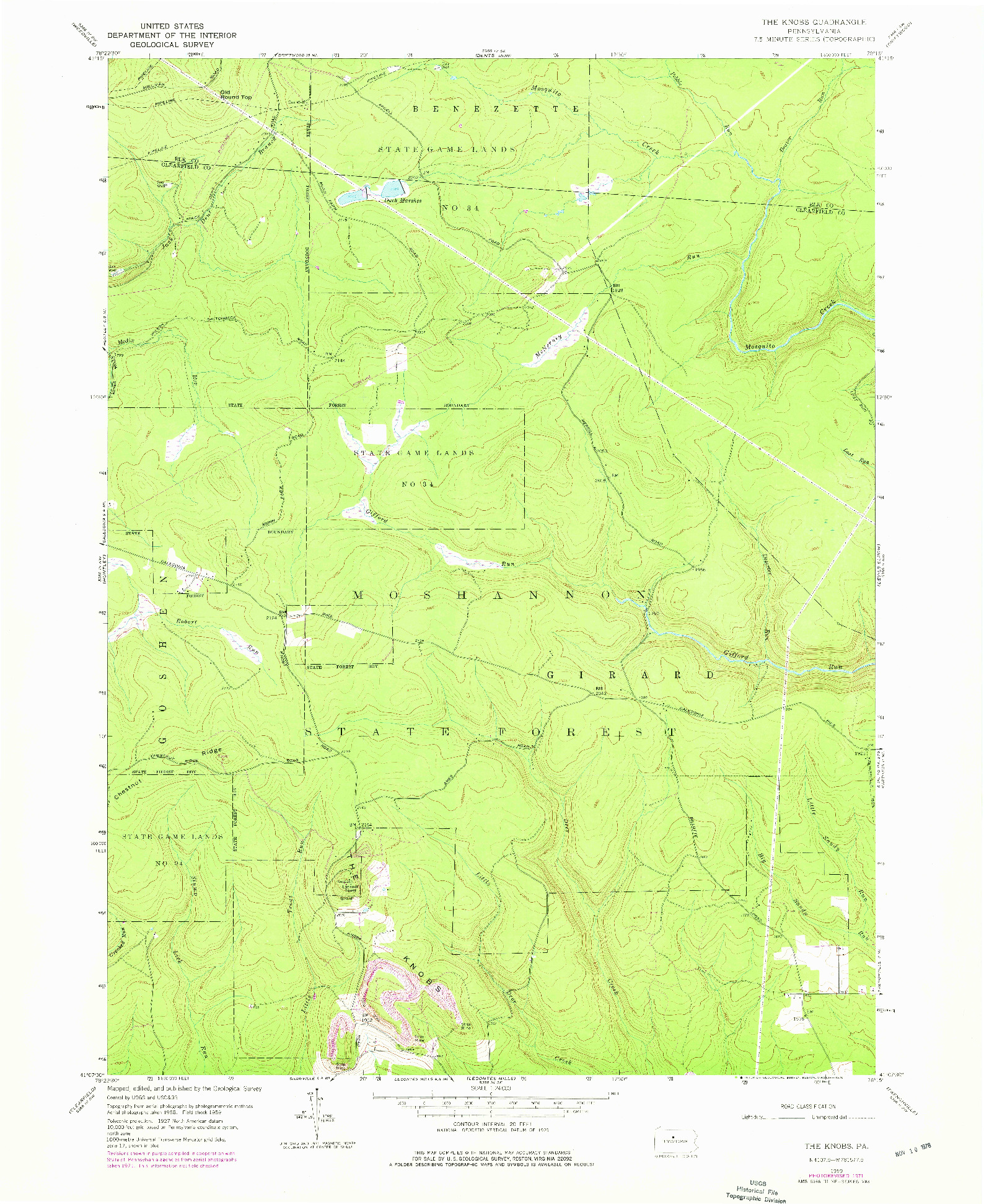 USGS 1:24000-SCALE QUADRANGLE FOR THE KNOBS, PA 1959