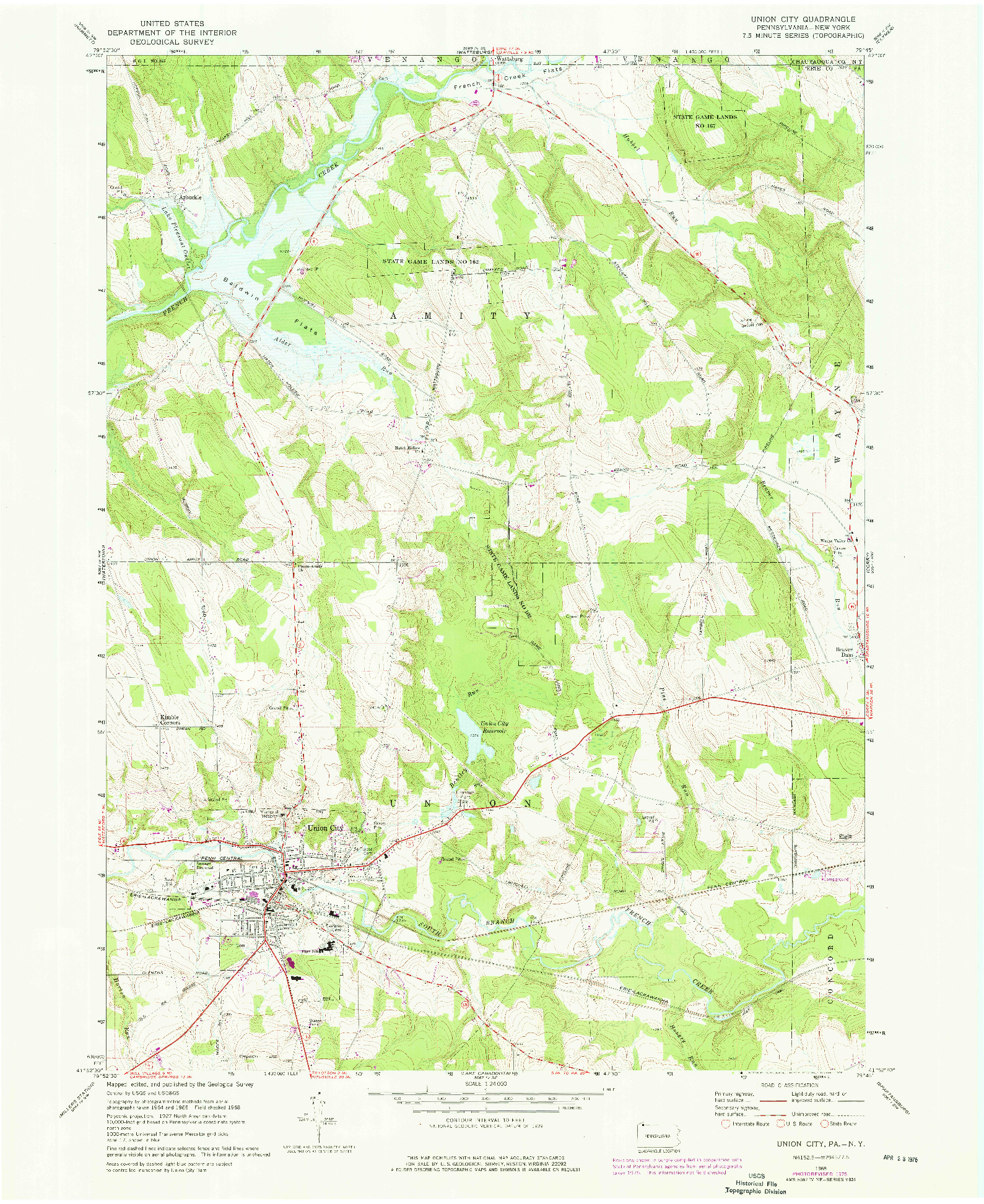 USGS 1:24000-SCALE QUADRANGLE FOR UNION CITY, PA 1968
