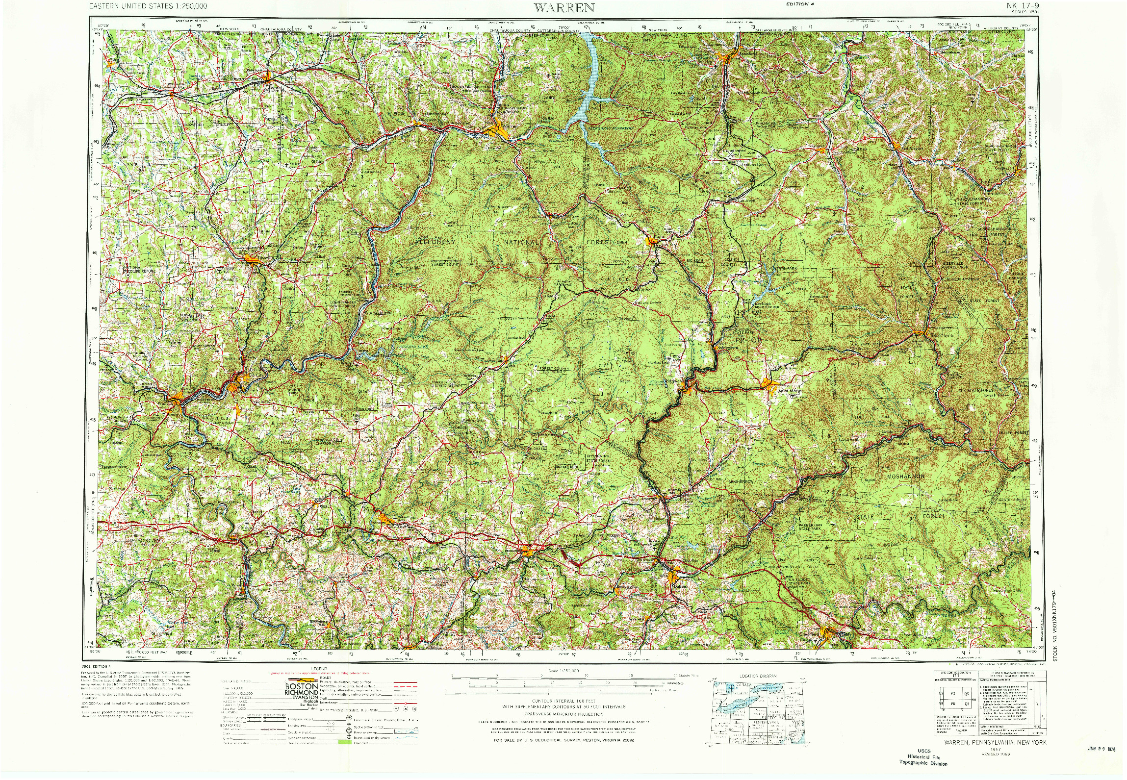 USGS 1:250000-SCALE QUADRANGLE FOR WARREN, PA 1957