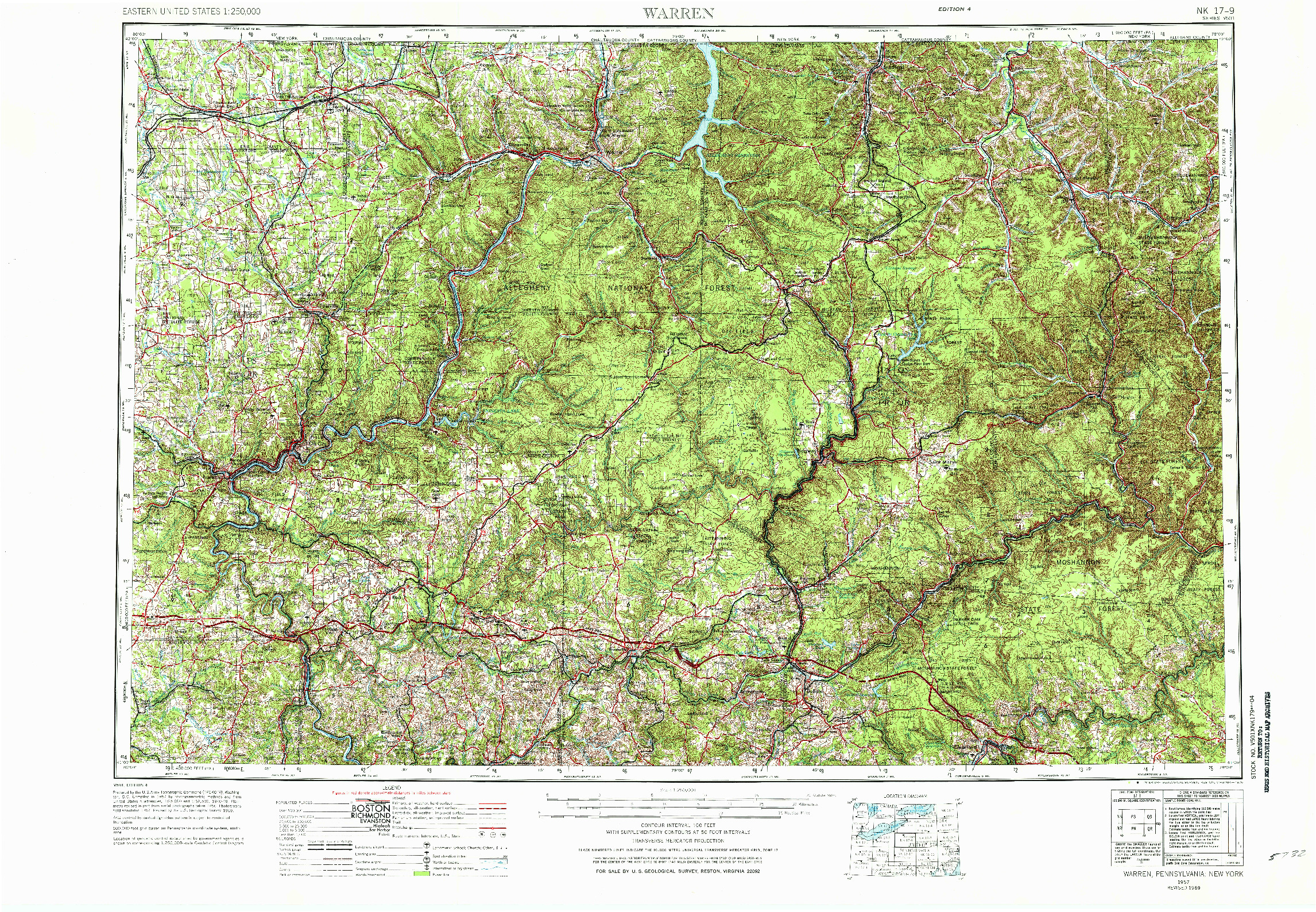 USGS 1:250000-SCALE QUADRANGLE FOR WARREN, PA 1957