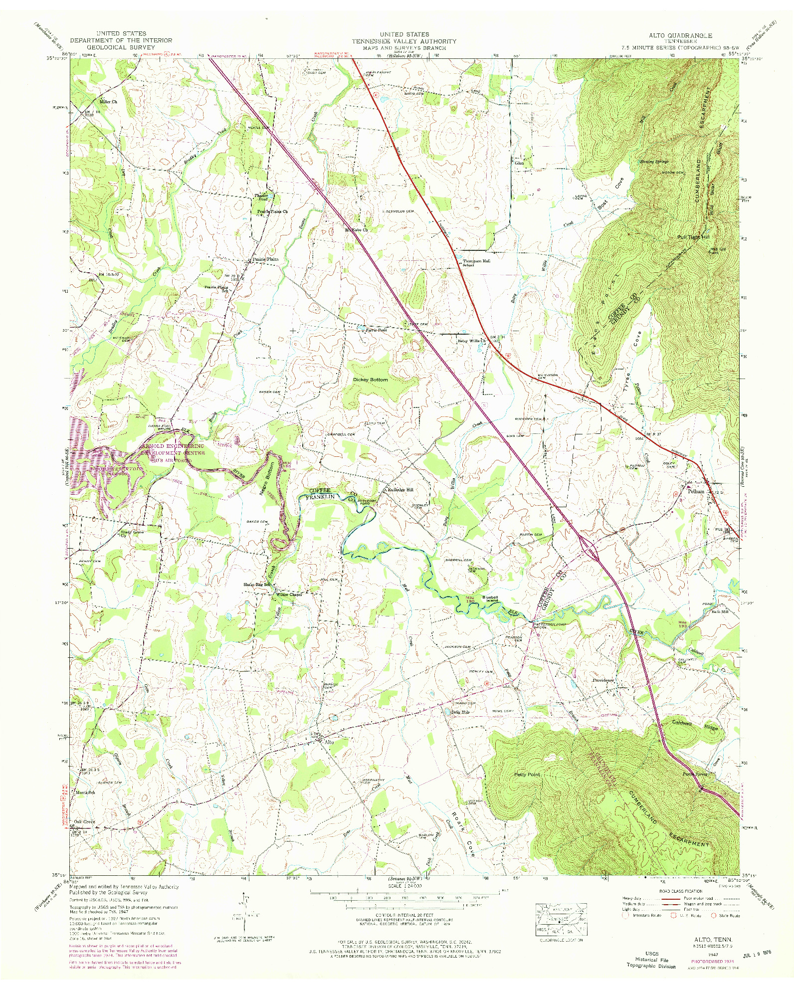 USGS 1:24000-SCALE QUADRANGLE FOR ALTO, TN 1947