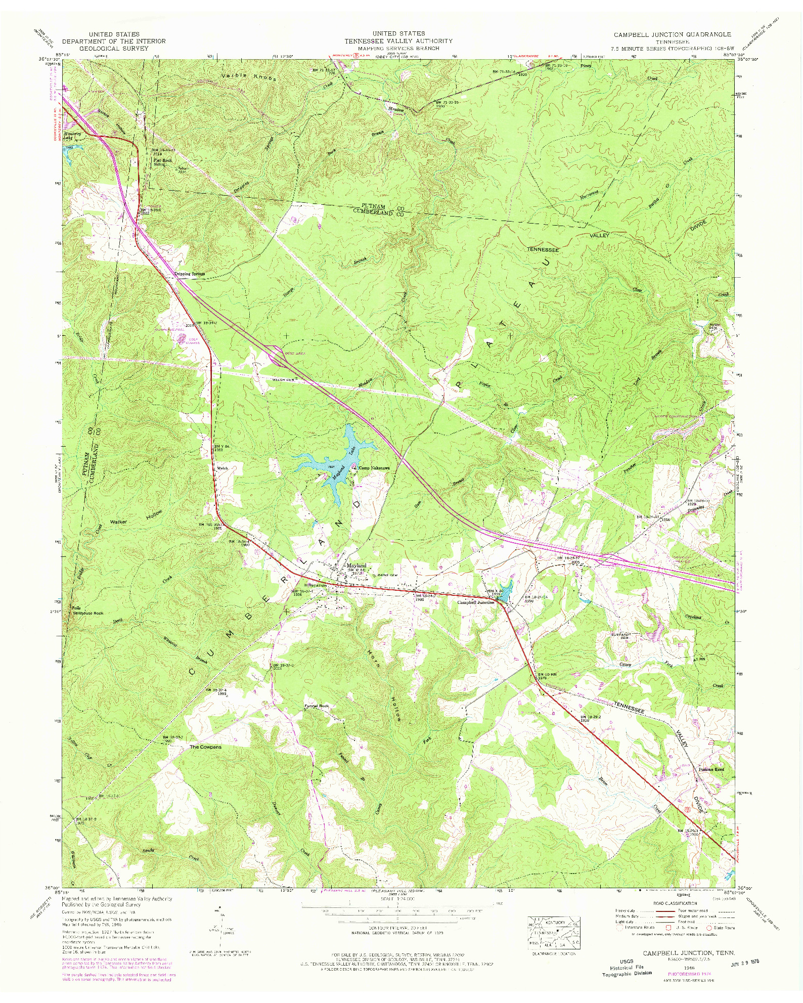 USGS 1:24000-SCALE QUADRANGLE FOR CAMPBELL JUNCTION, TN 1946