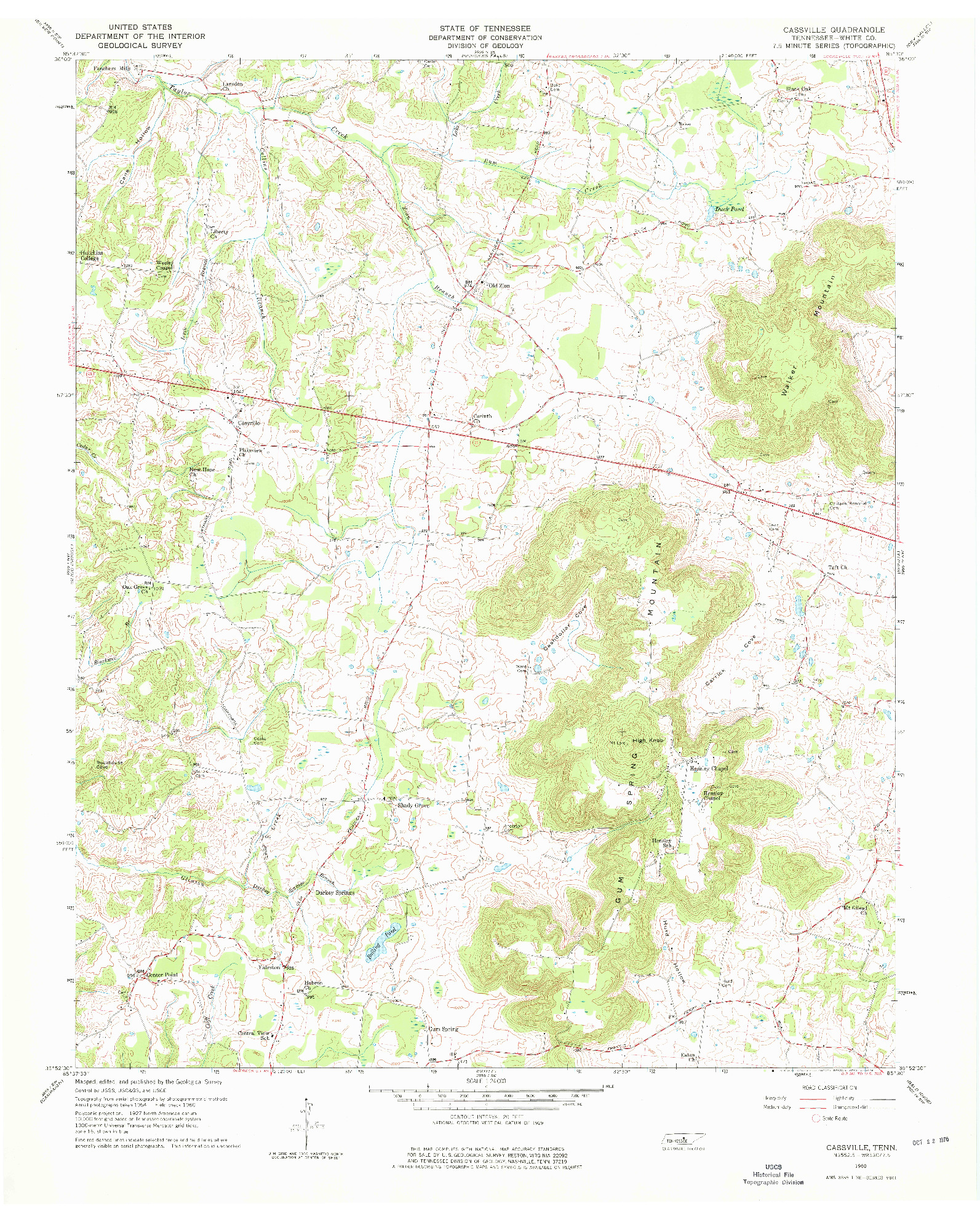 USGS 1:24000-SCALE QUADRANGLE FOR CASSVILLE, TN 1960