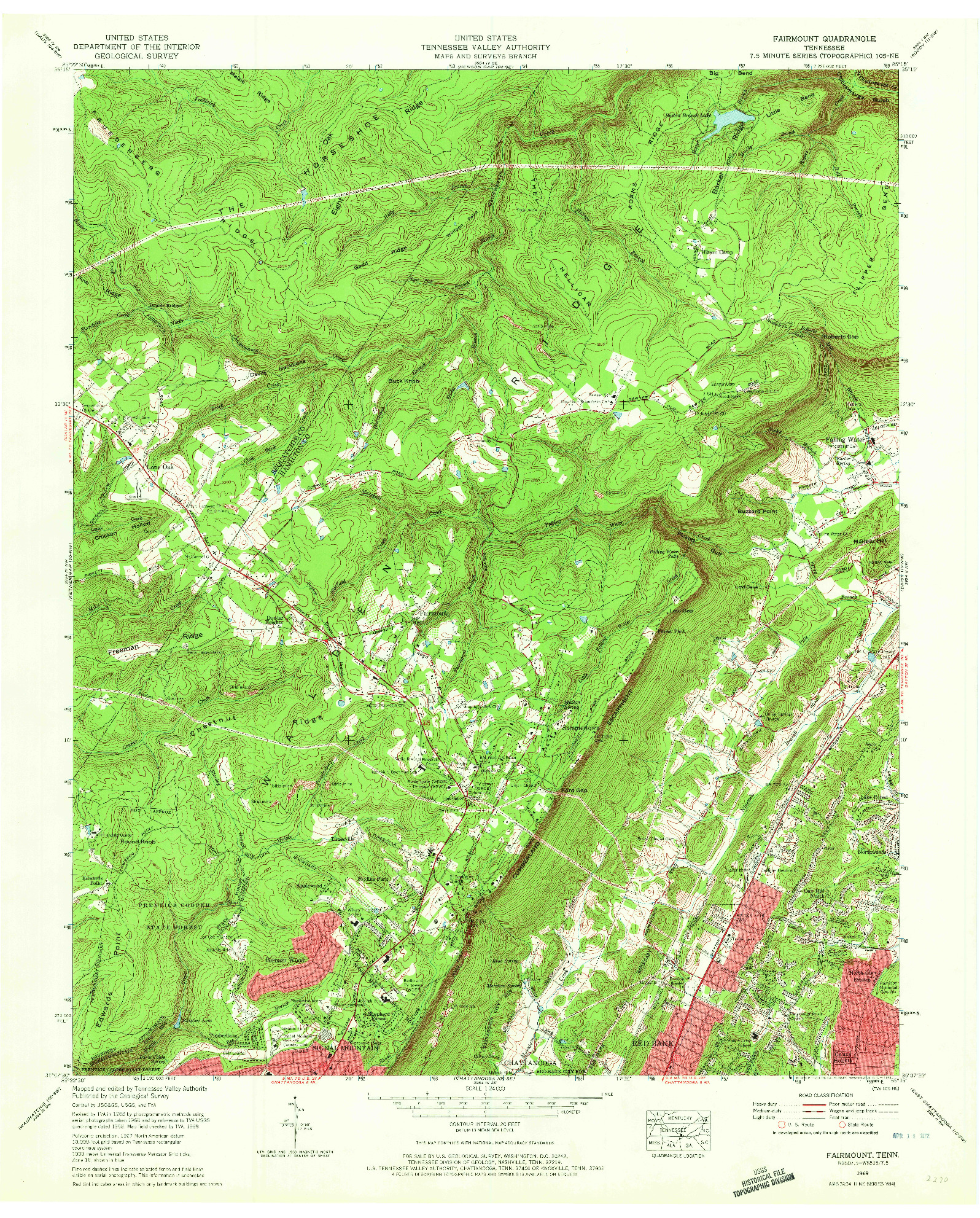 USGS 1:24000-SCALE QUADRANGLE FOR FAIRMOUNT, TN 1969