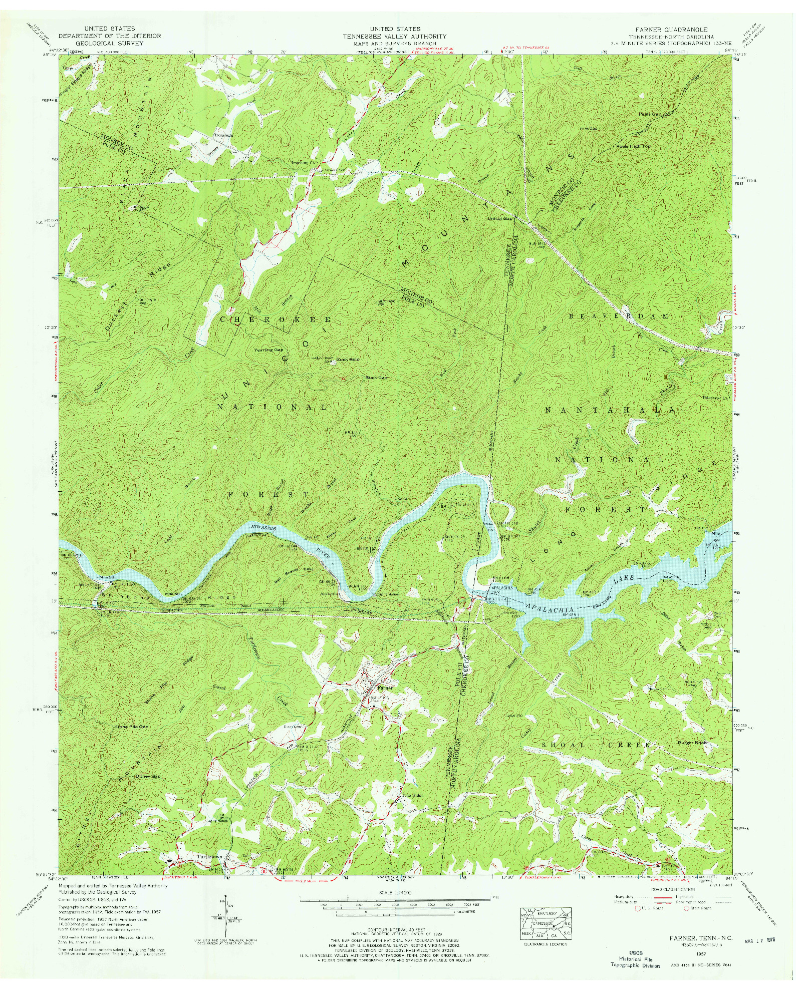 USGS 1:24000-SCALE QUADRANGLE FOR FARNER, TN 1957