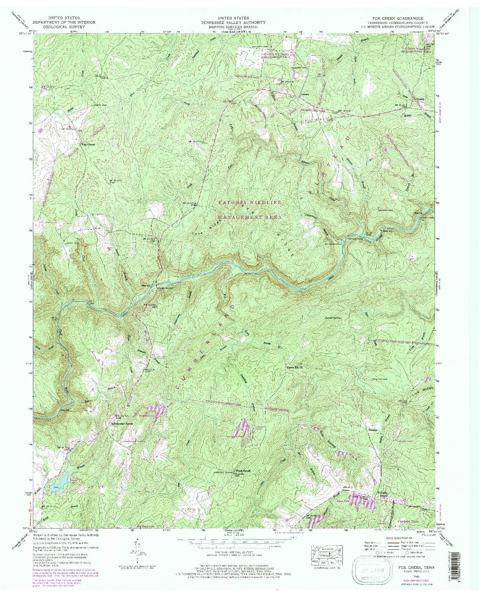 USGS 1:24000-SCALE QUADRANGLE FOR FOX CREEK, TN 1946