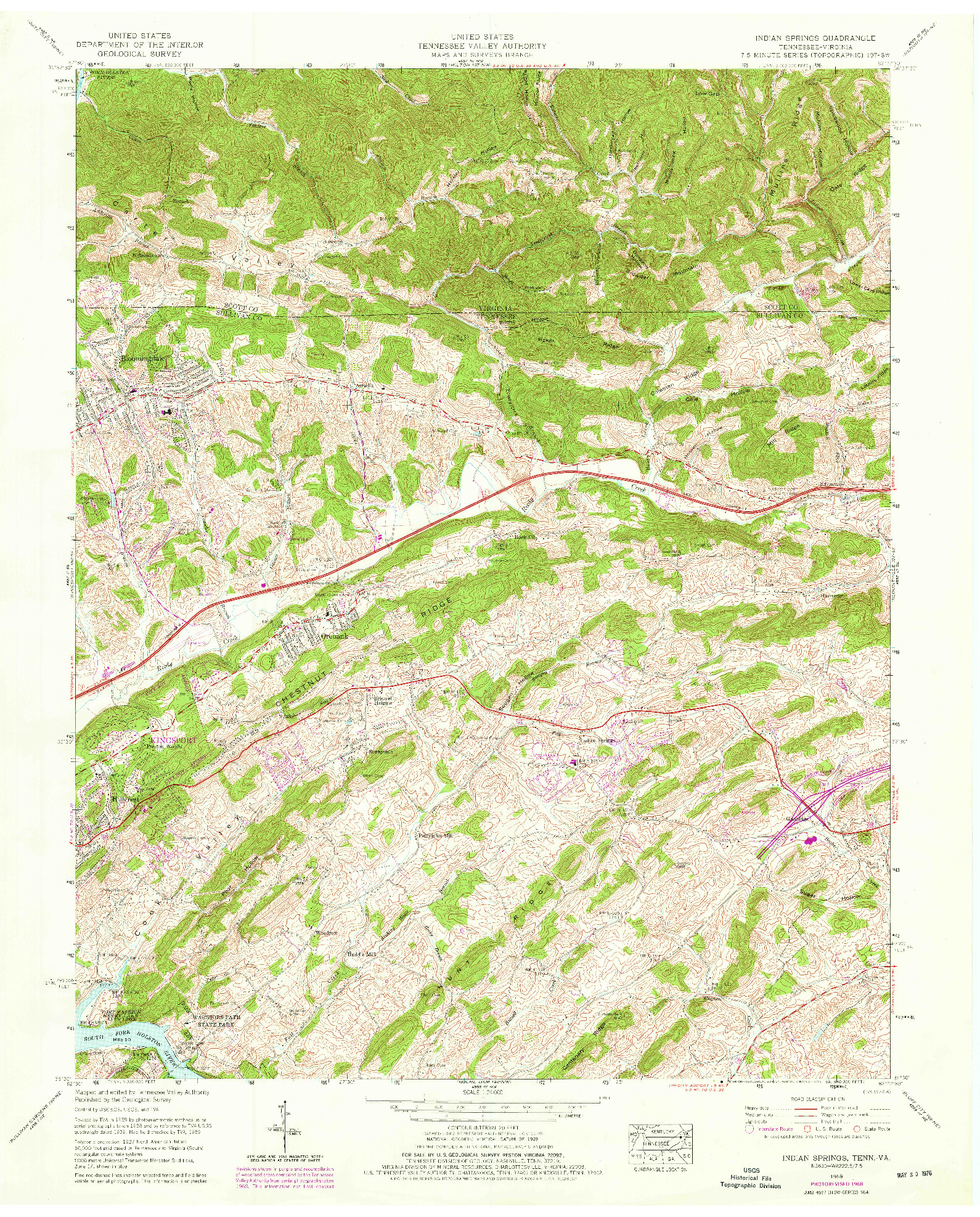 USGS 1:24000-SCALE QUADRANGLE FOR INDIAN SPRINGS, TN 1959