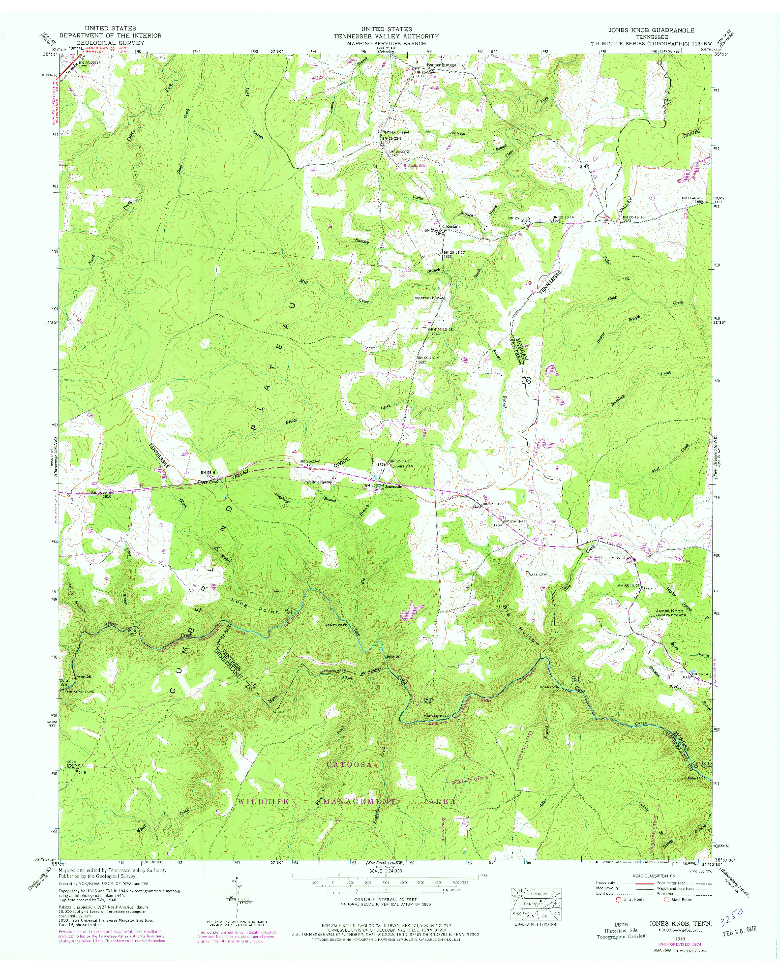 USGS 1:24000-SCALE QUADRANGLE FOR JONES KNOB, TN 1949