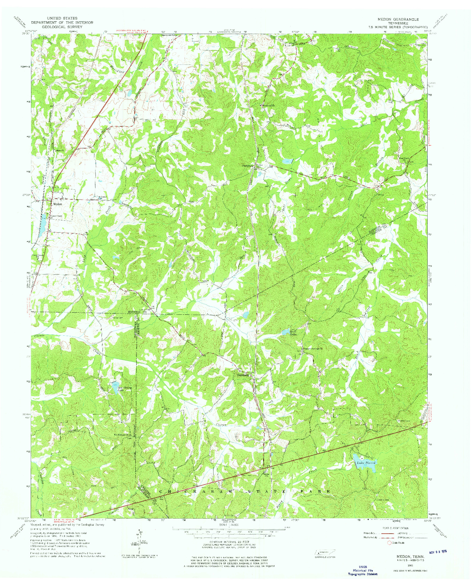 USGS 1:24000-SCALE QUADRANGLE FOR MEDON, TN 1961