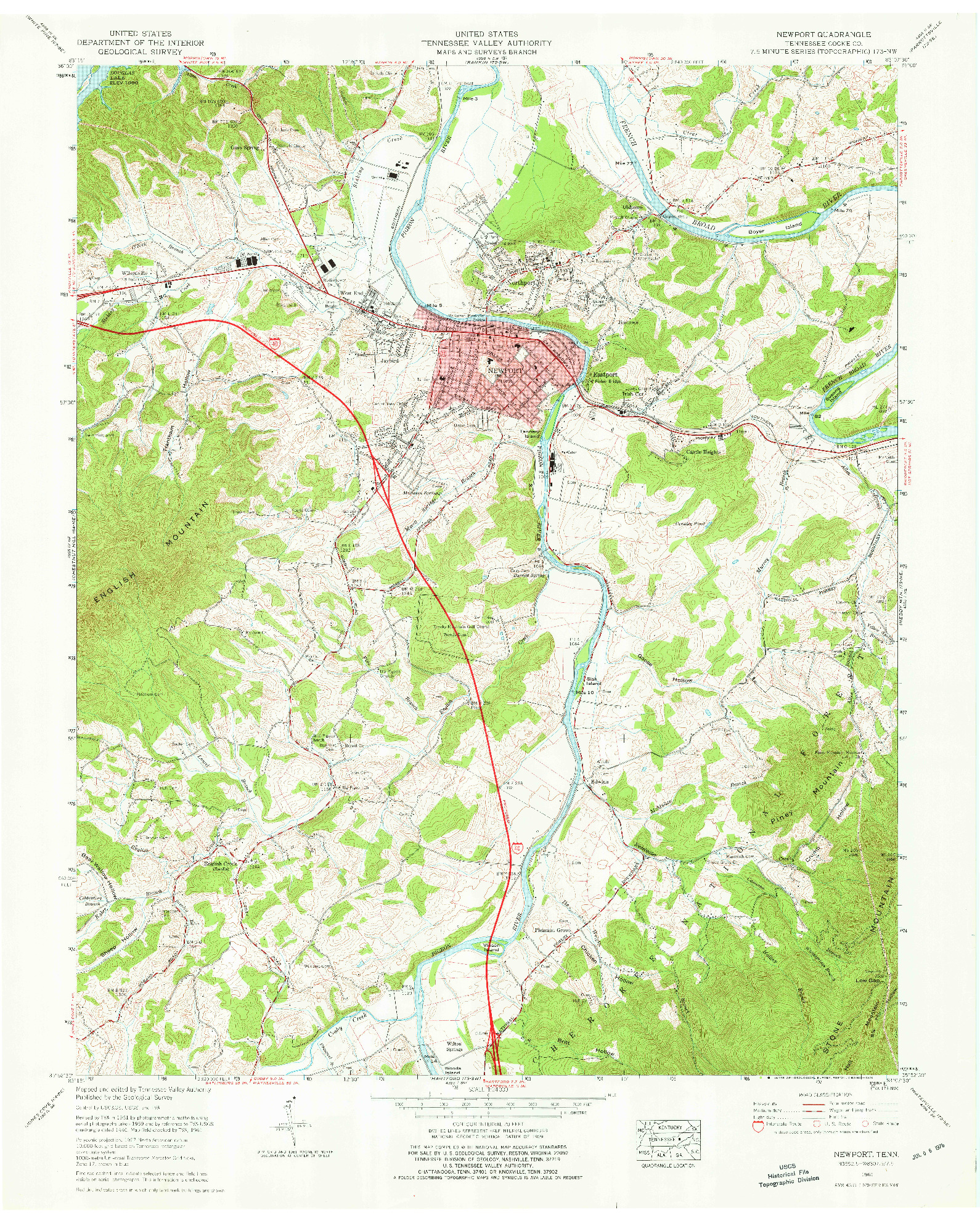 USGS 1:24000-SCALE QUADRANGLE FOR NEWPORT, TN 1961