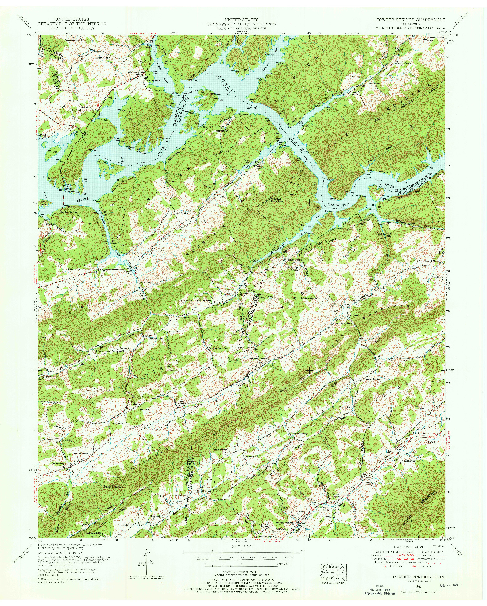 USGS 1:24000-SCALE QUADRANGLE FOR POWDER SPRINGS, TN 1952