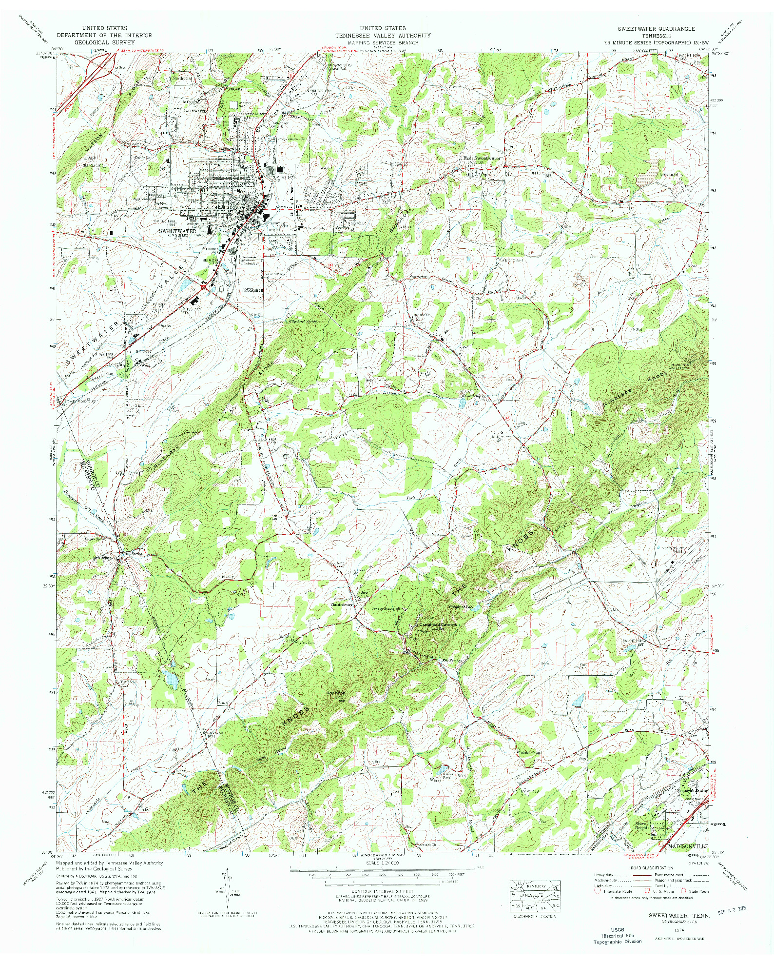 USGS 1:24000-SCALE QUADRANGLE FOR SWEETWATER, TN 1974