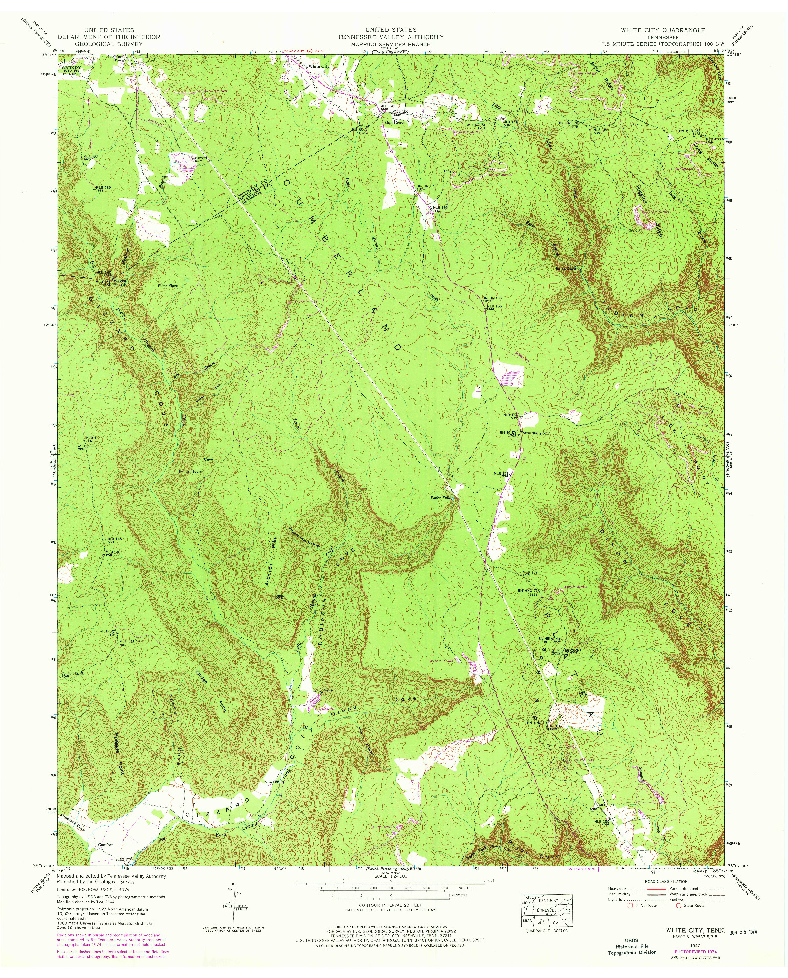 USGS 1:24000-SCALE QUADRANGLE FOR WHITE CITY, TN 1947