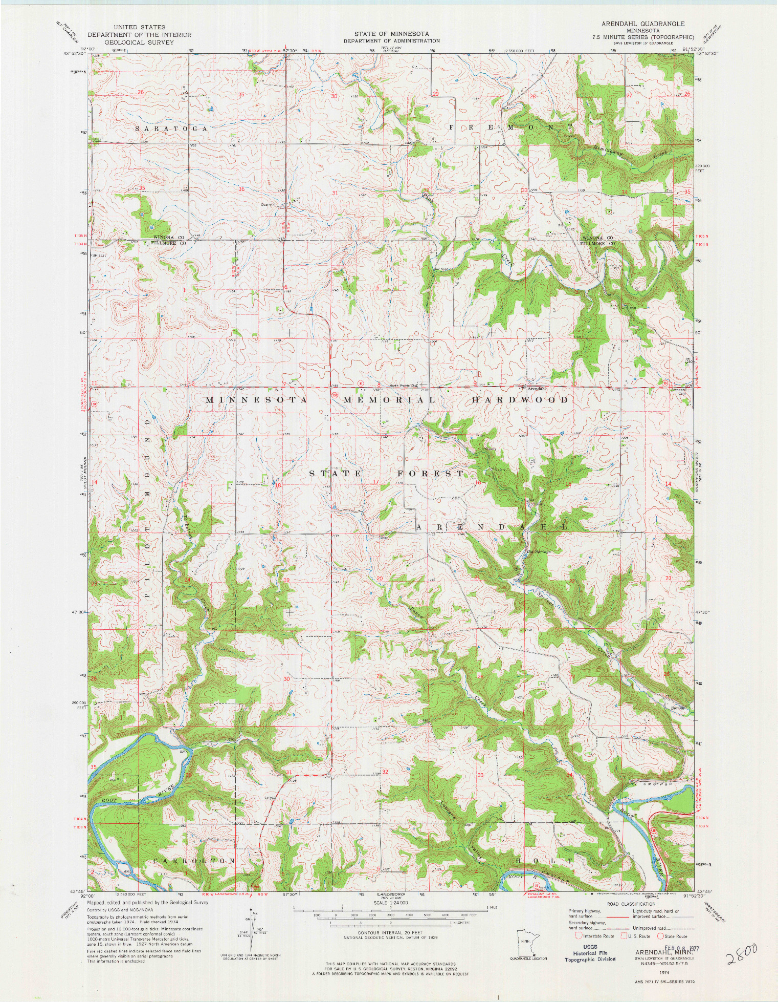 USGS 1:24000-SCALE QUADRANGLE FOR ARENDAHL, MN 1974