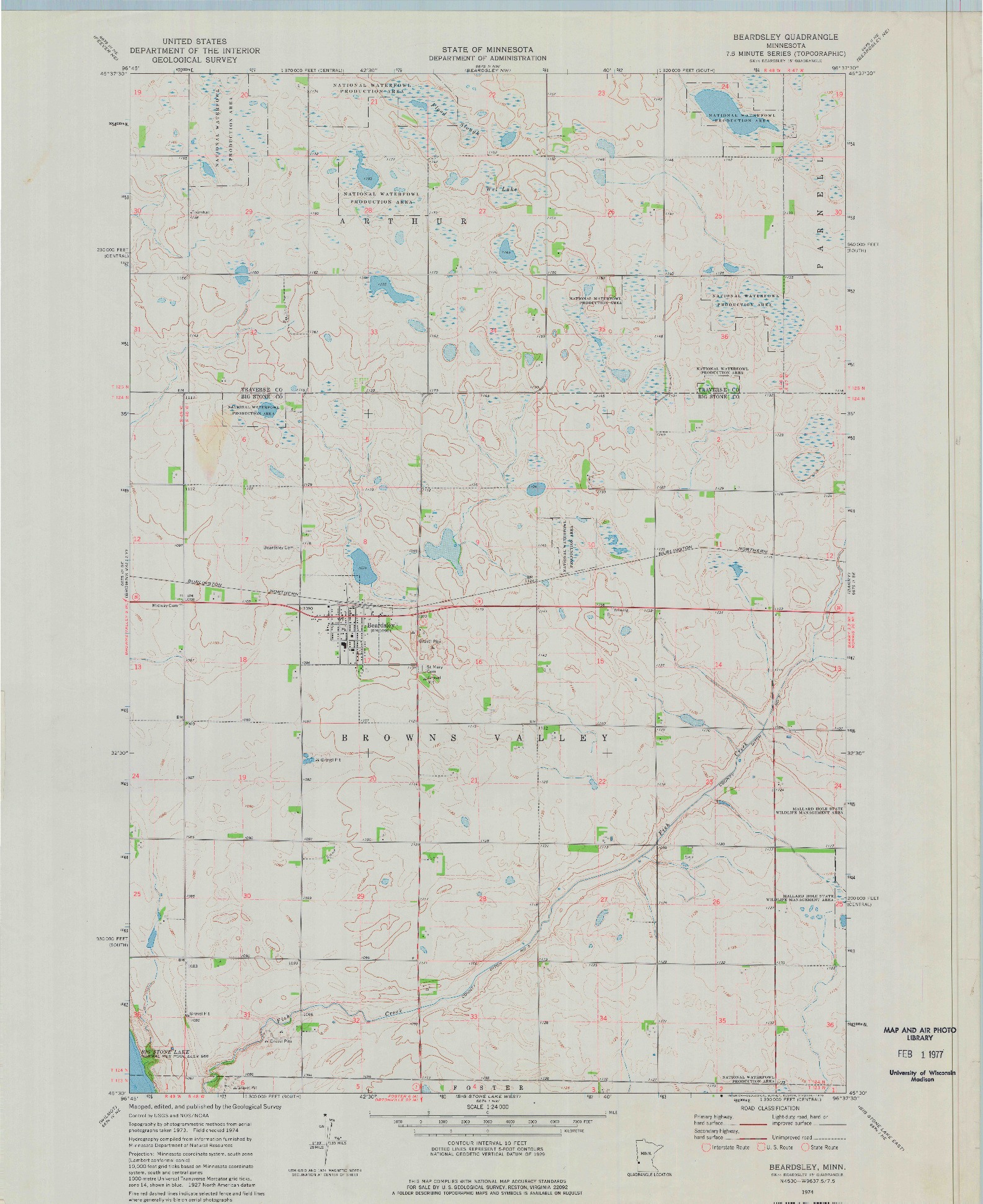 USGS 1:24000-SCALE QUADRANGLE FOR BEARDSLEY, MN 1974