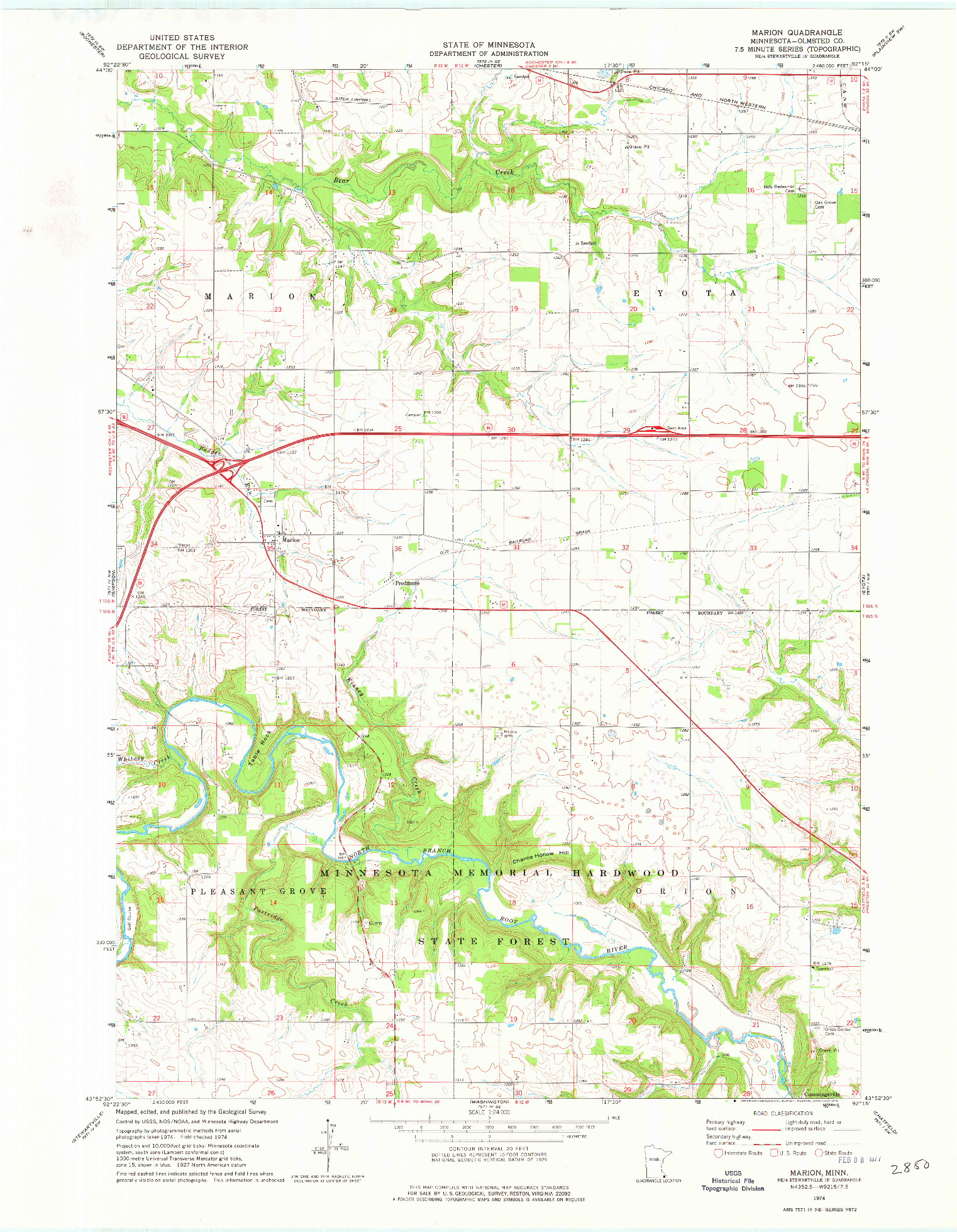 USGS 1:24000-SCALE QUADRANGLE FOR MARION, MN 1974
