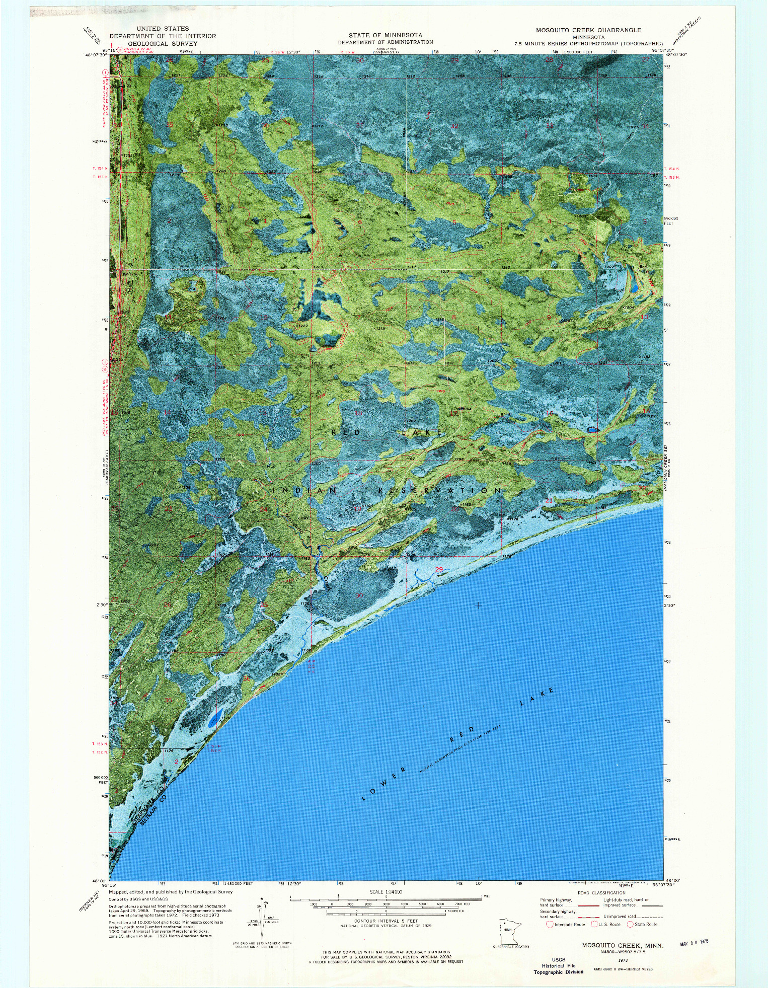 USGS 1:24000-SCALE QUADRANGLE FOR MOSQUITO CREEK, MN 1973
