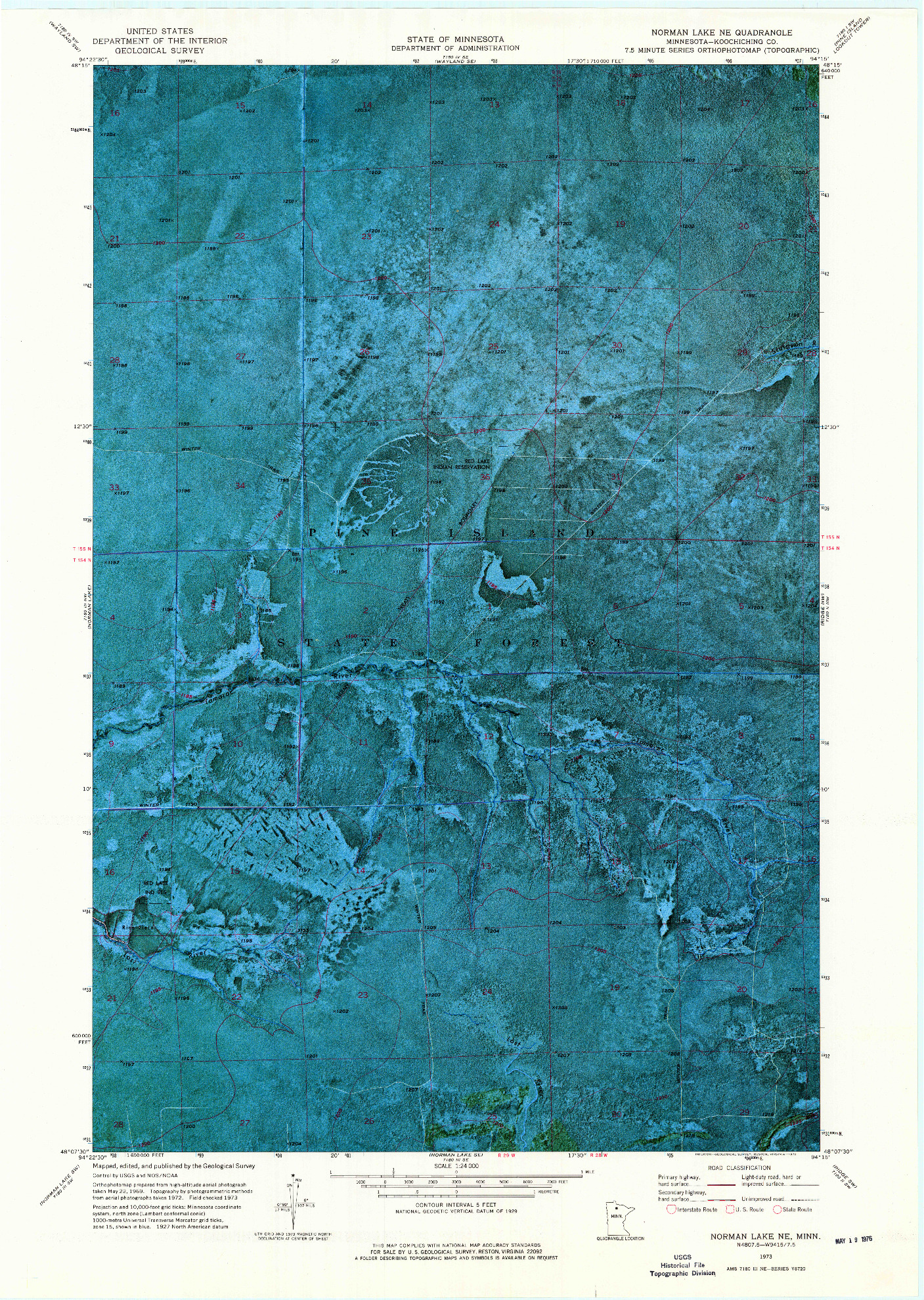 USGS 1:24000-SCALE QUADRANGLE FOR NORMAN LAKE NE, MN 1973