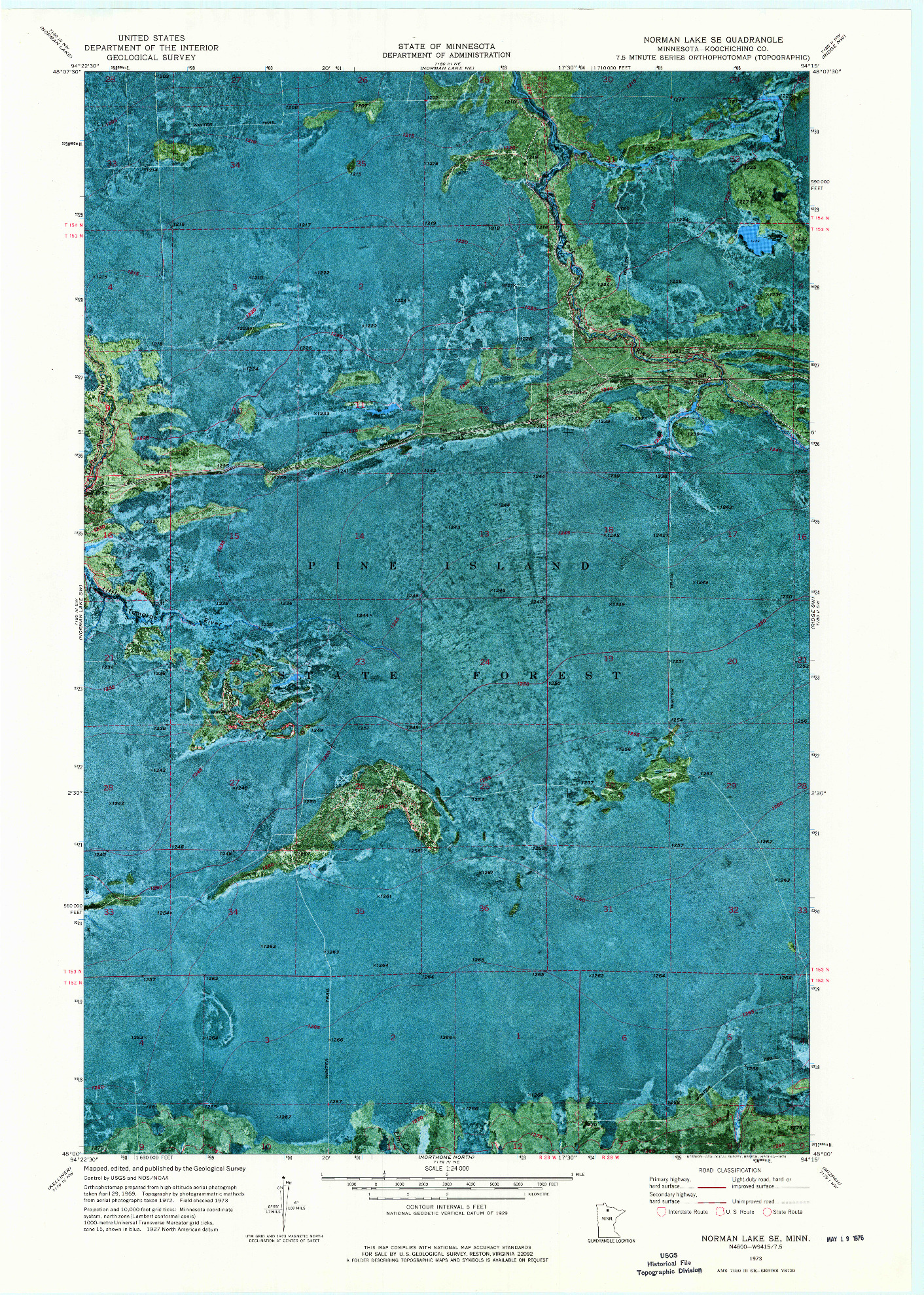 USGS 1:24000-SCALE QUADRANGLE FOR NORMAN LAKE SE, MN 1973