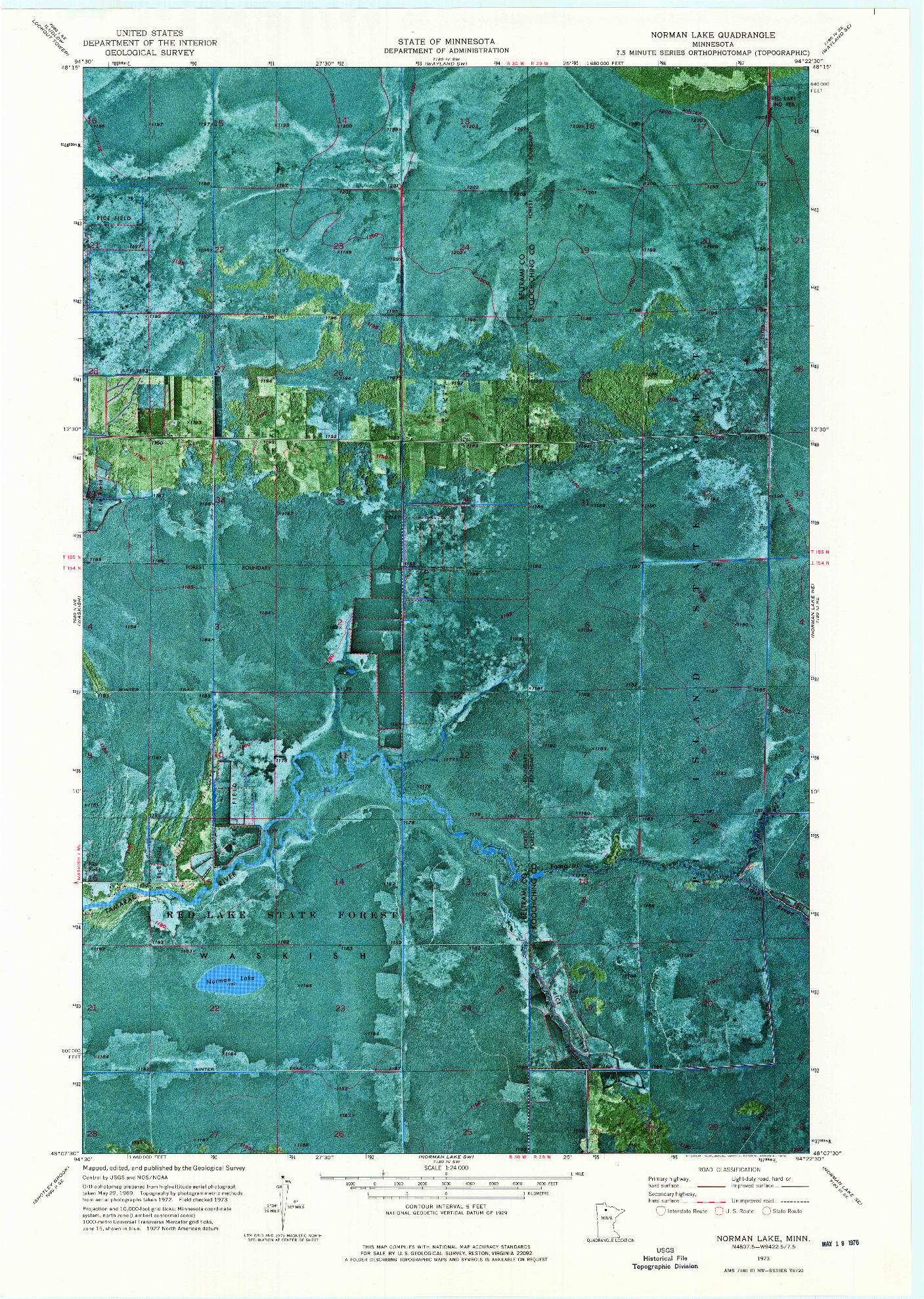 USGS 1:24000-SCALE QUADRANGLE FOR NORMAN LAKE, MN 1973