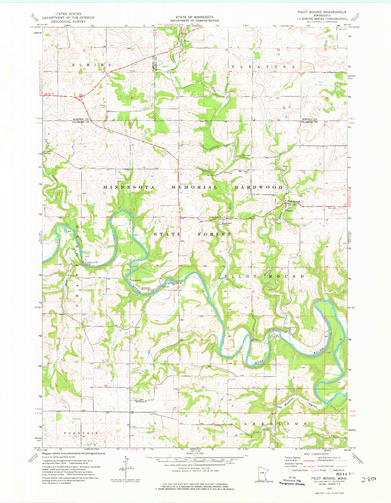 USGS 1:24000-SCALE QUADRANGLE FOR PILOT MOUND, MN 1974