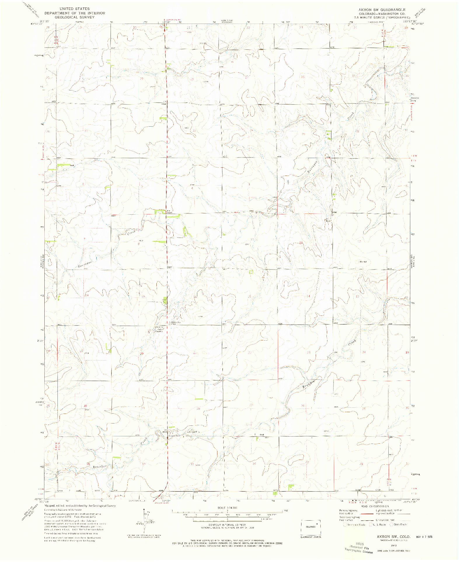 USGS 1:24000-SCALE QUADRANGLE FOR AKRON SW, CO 1973