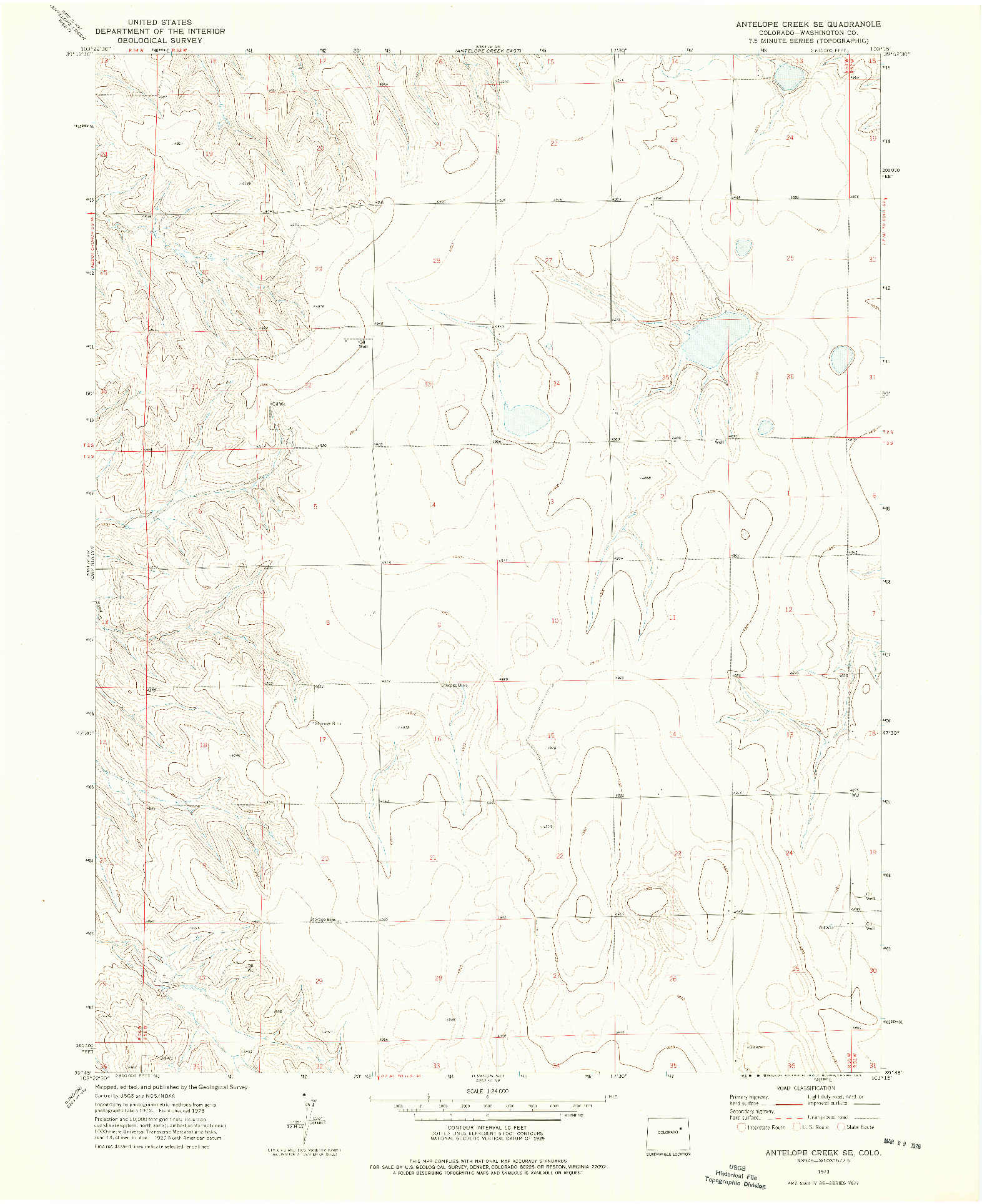 USGS 1:24000-SCALE QUADRANGLE FOR ANTELOPE CREEK SE, CO 1973