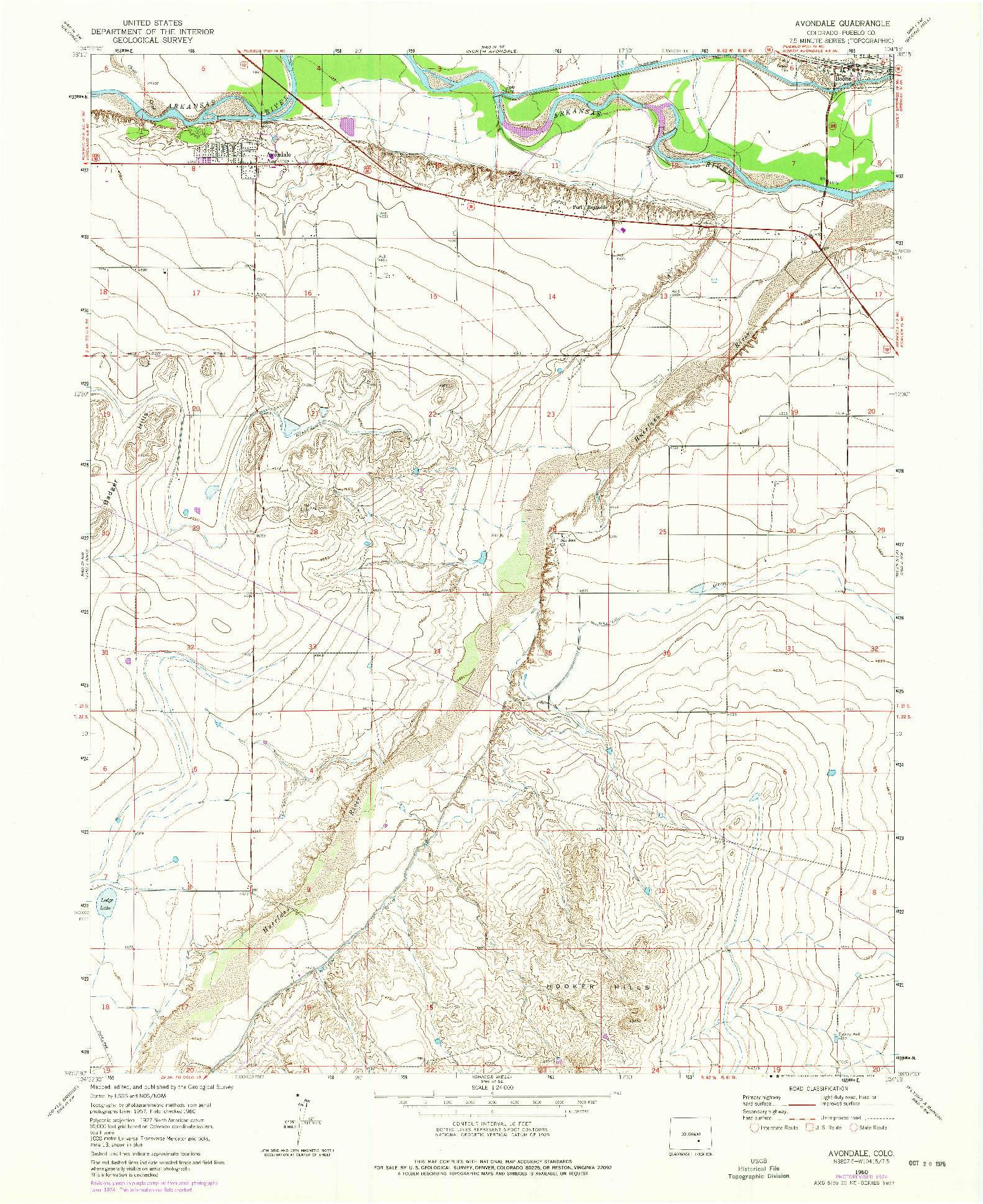 USGS 1:24000-SCALE QUADRANGLE FOR AVONDALE, CO 1960