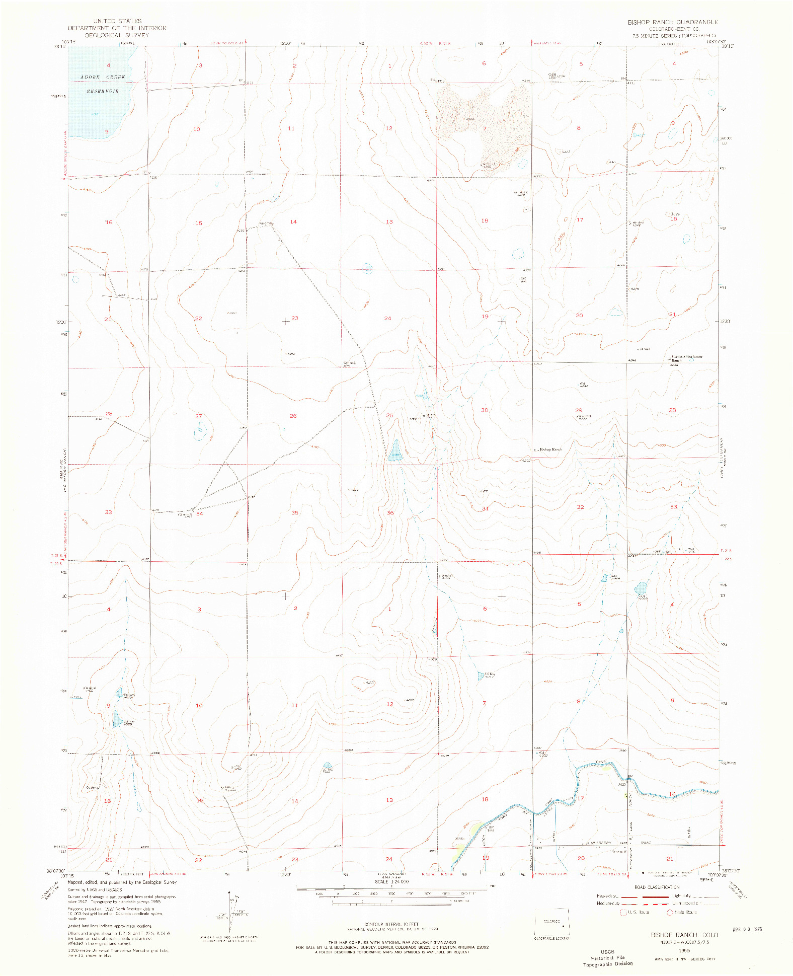 USGS 1:24000-SCALE QUADRANGLE FOR BISHOP RANCH, CO 1955
