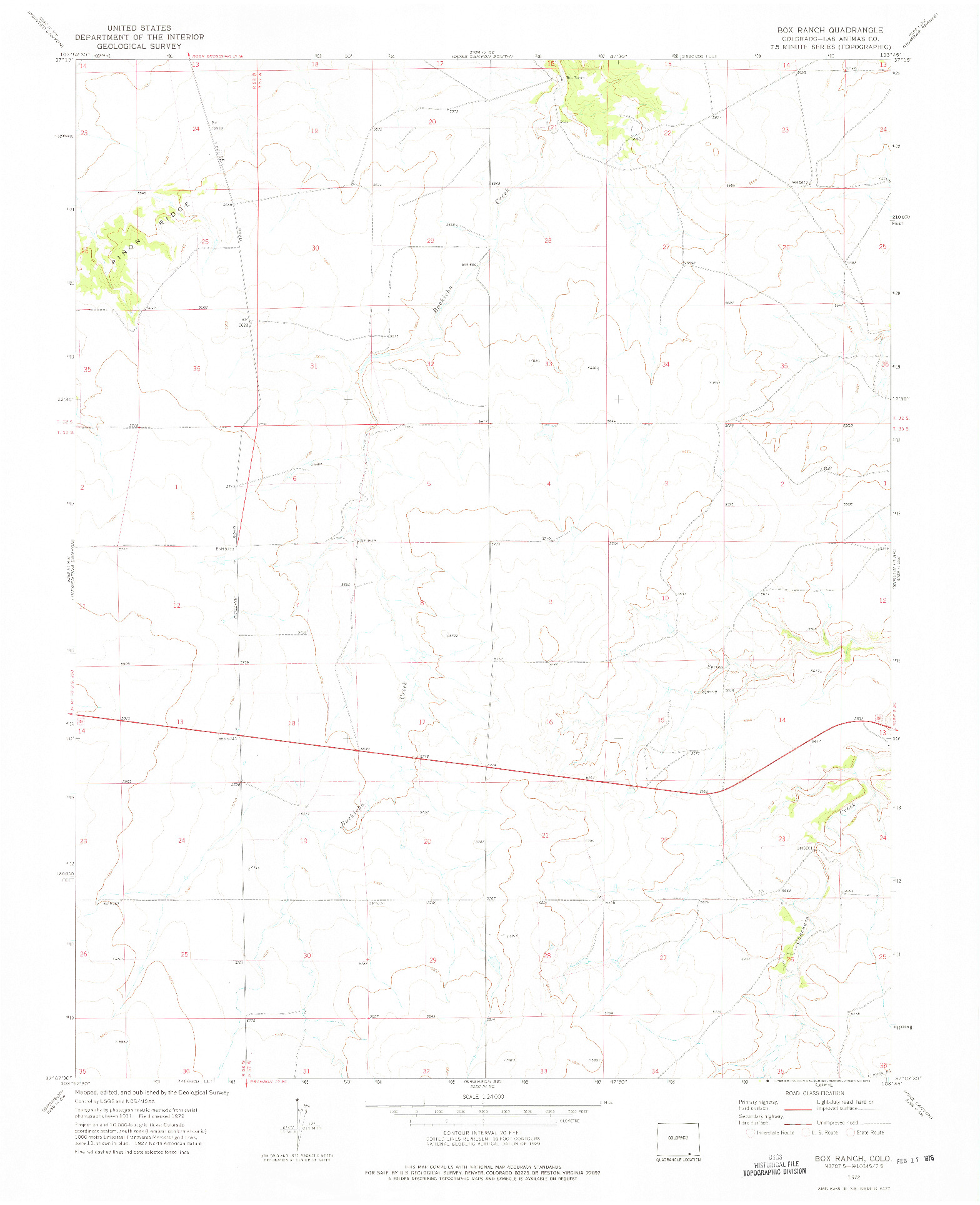 USGS 1:24000-SCALE QUADRANGLE FOR BOX RANCH, CO 1972