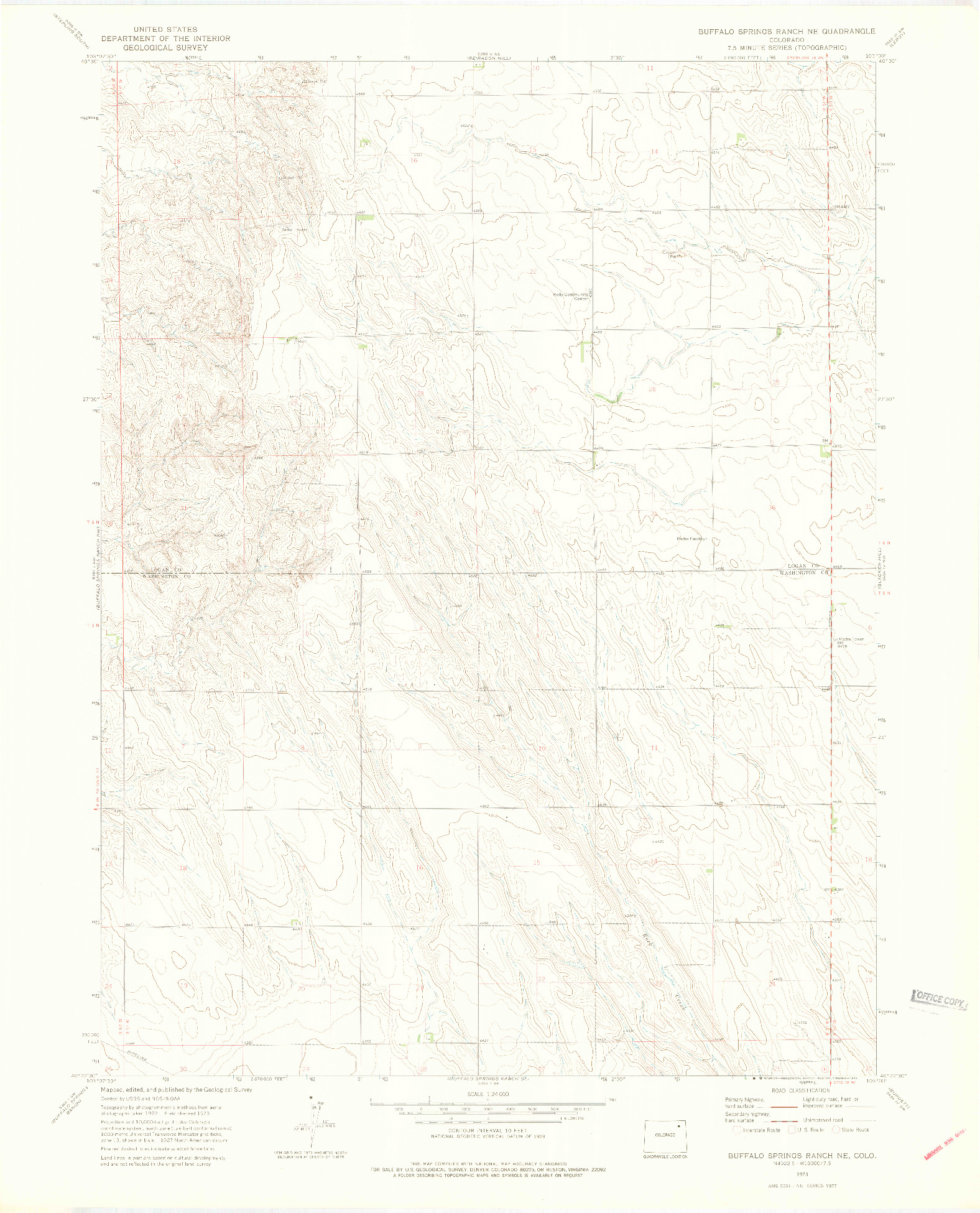 USGS 1:24000-SCALE QUADRANGLE FOR BUFFALO SPRINGS RANCH NE, CO 1973