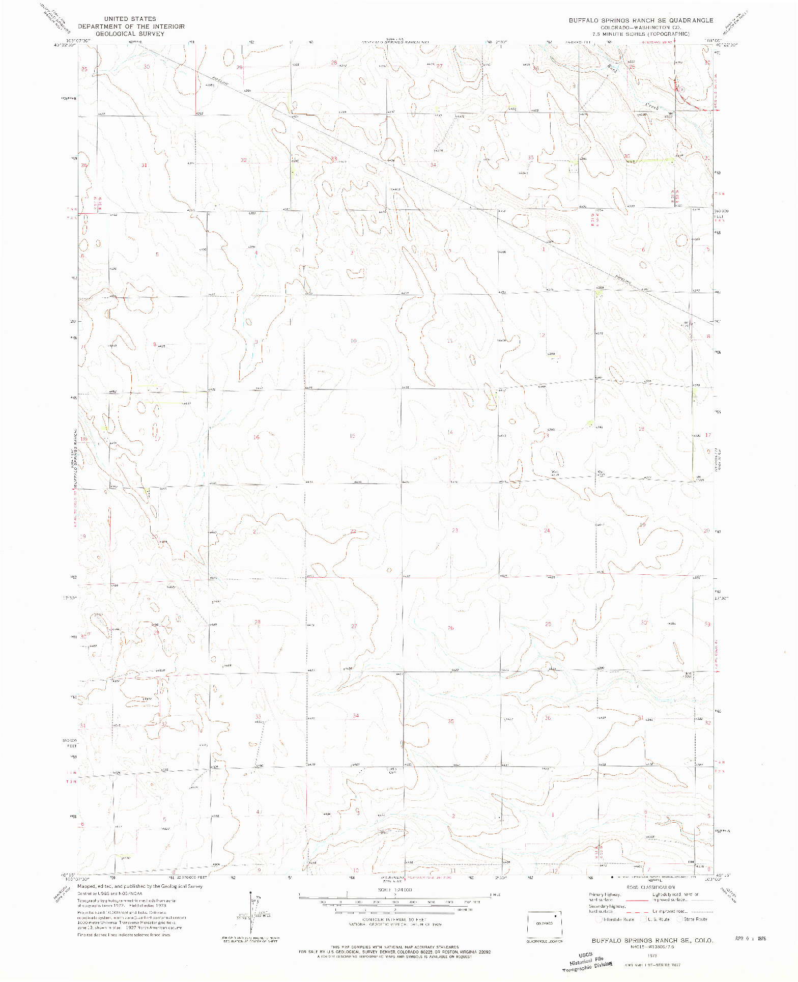 USGS 1:24000-SCALE QUADRANGLE FOR BUFFALO SPRINGS RANCH SE, CO 1973