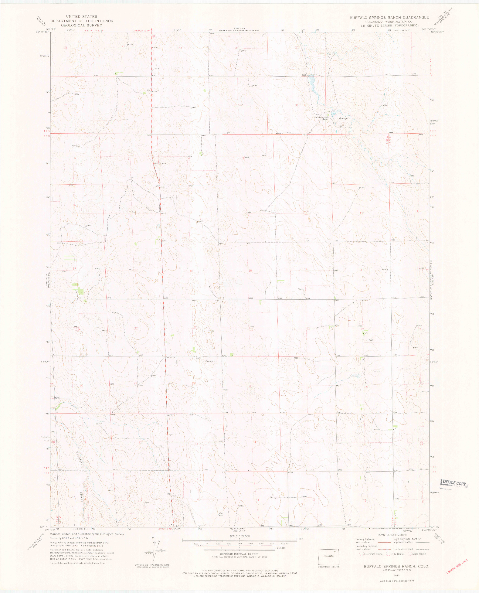 USGS 1:24000-SCALE QUADRANGLE FOR BUFFALO SPRINGS RANCH, CO 1973