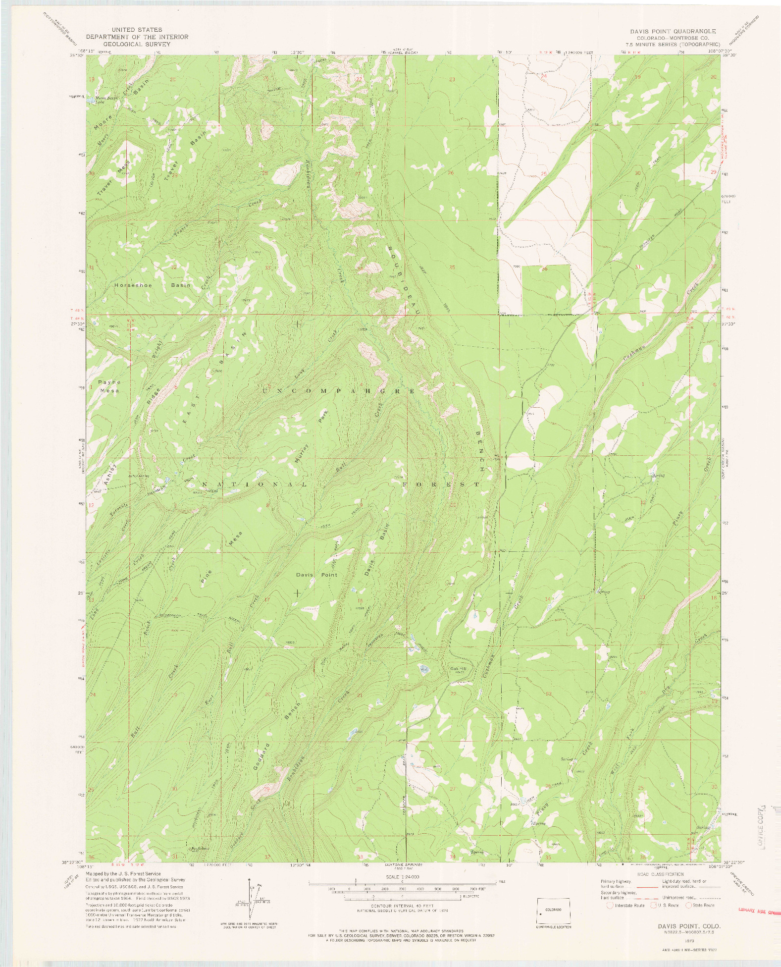 USGS 1:24000-SCALE QUADRANGLE FOR DAVIS POINT, CO 1973