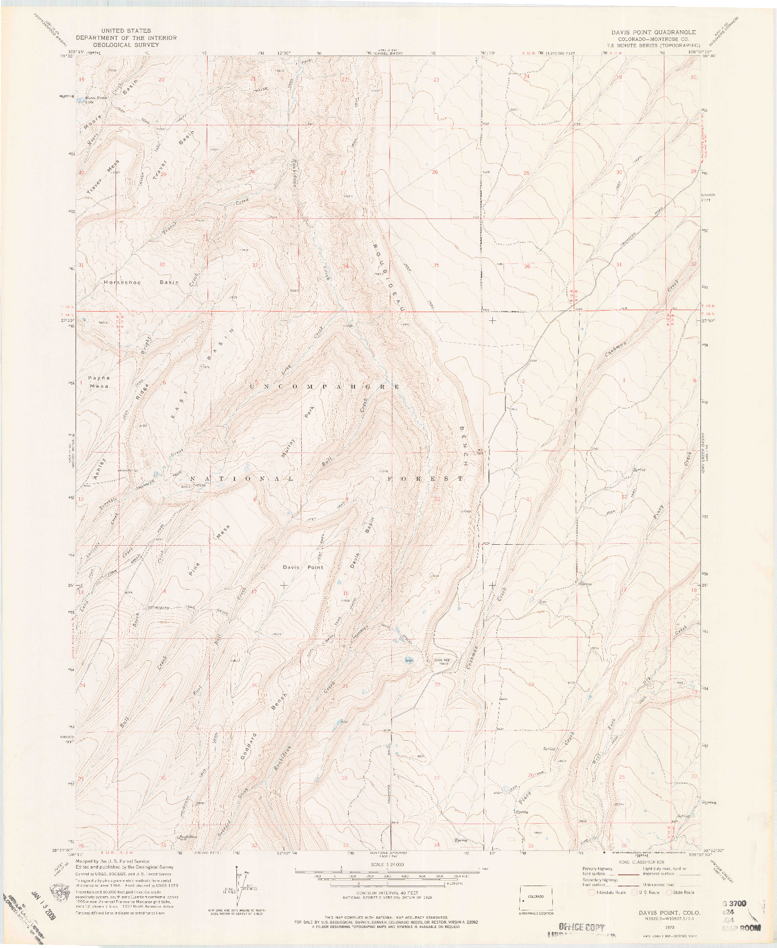 USGS 1:24000-SCALE QUADRANGLE FOR DAVIS POINT, CO 1973