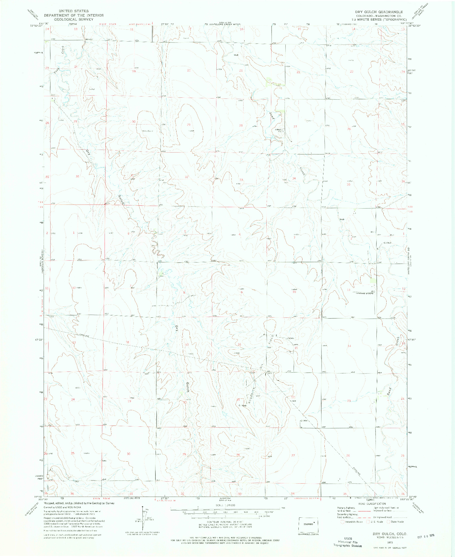USGS 1:24000-SCALE QUADRANGLE FOR DRY GULCH, CO 1973