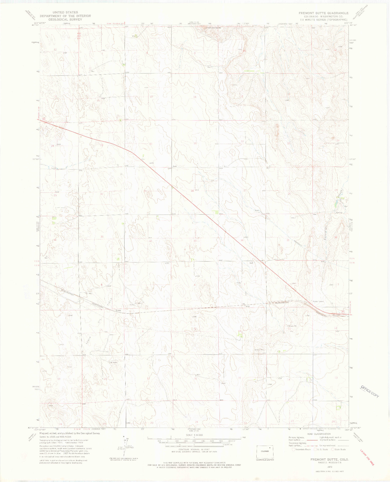 USGS 1:24000-SCALE QUADRANGLE FOR FREMONT BUTTE, CO 1973