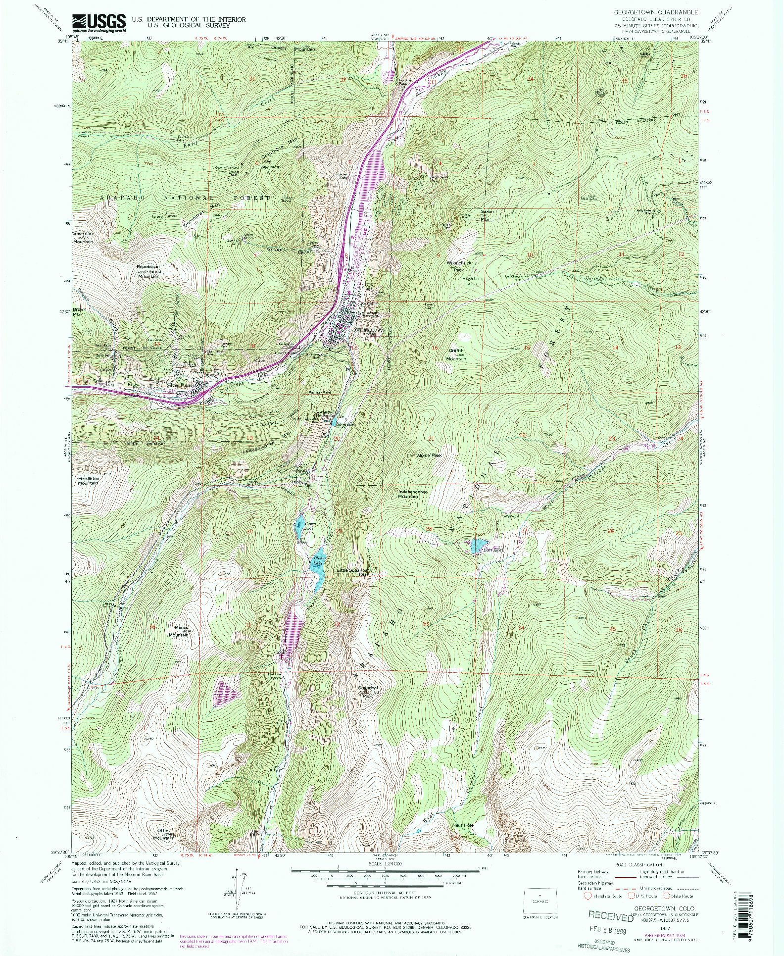 USGS 1:24000-SCALE QUADRANGLE FOR GEORGETOWN, CO 1957