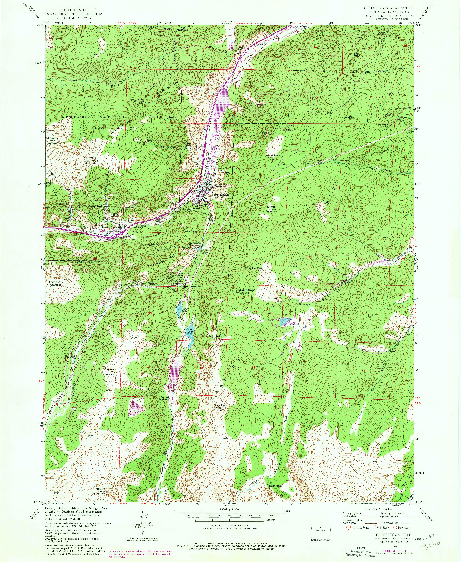 USGS 1:24000-SCALE QUADRANGLE FOR GEORGETOWN, CO 1957