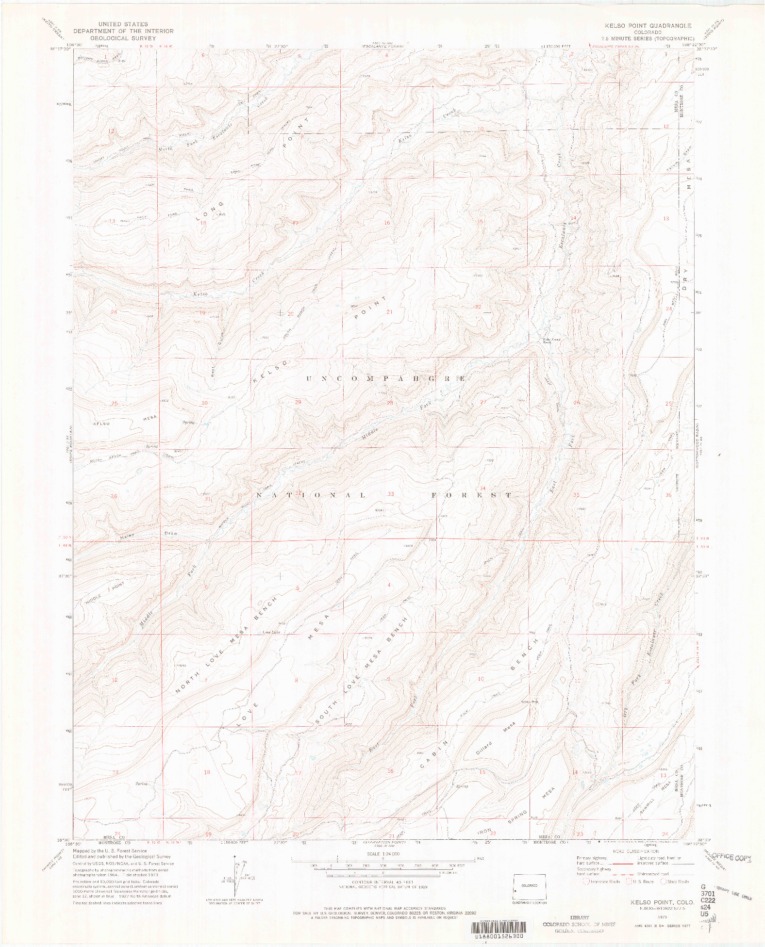 USGS 1:24000-SCALE QUADRANGLE FOR KELSO POINT, CO 1973