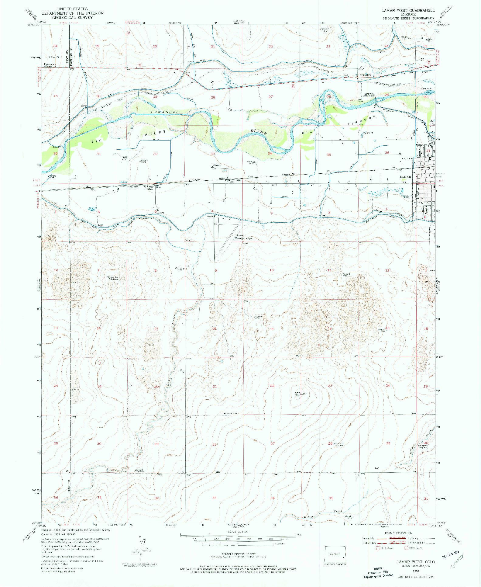 USGS 1:24000-SCALE QUADRANGLE FOR LAMAR WEST, CO 1952