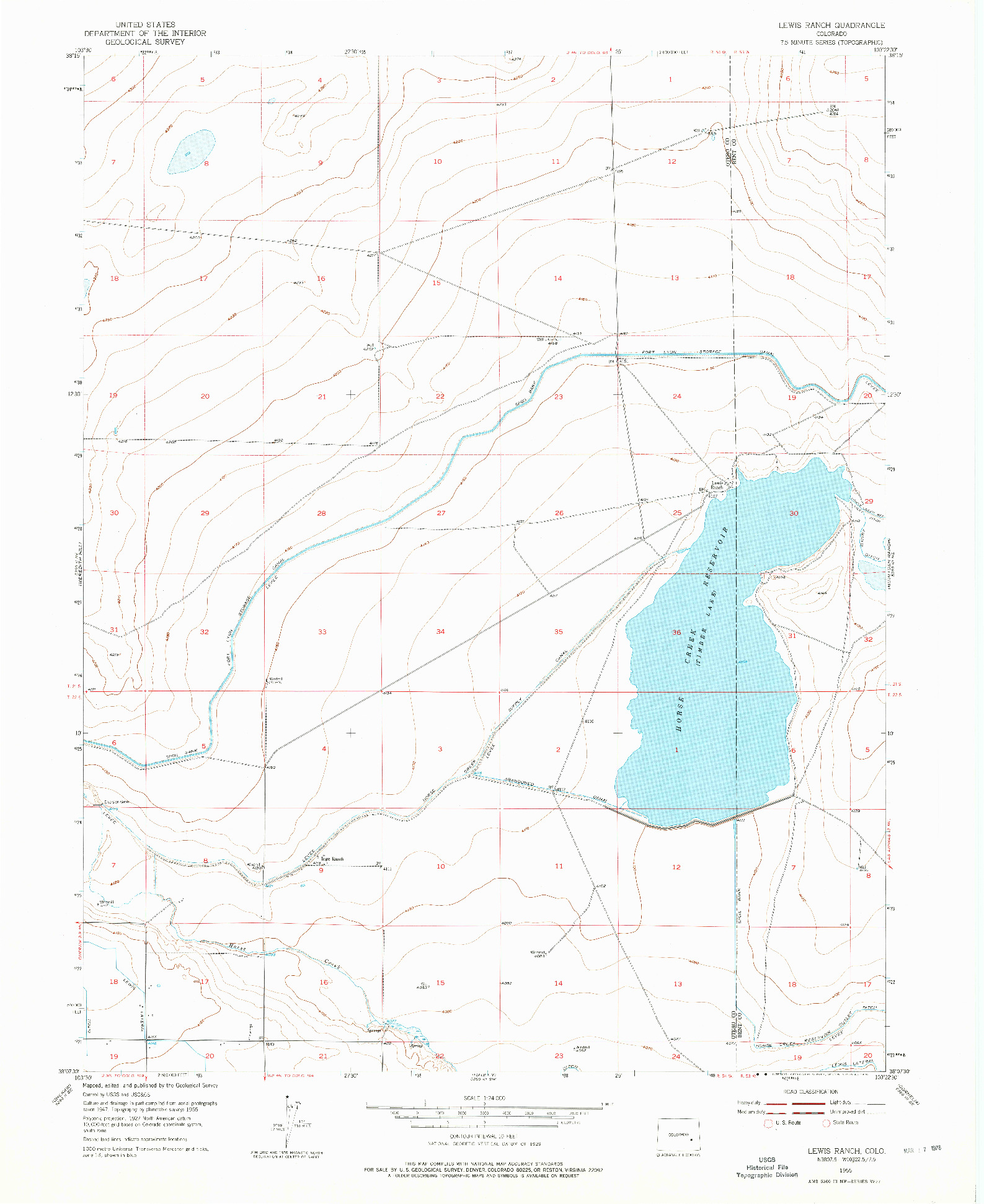 USGS 1:24000-SCALE QUADRANGLE FOR LEWIS RANCH, CO 1955