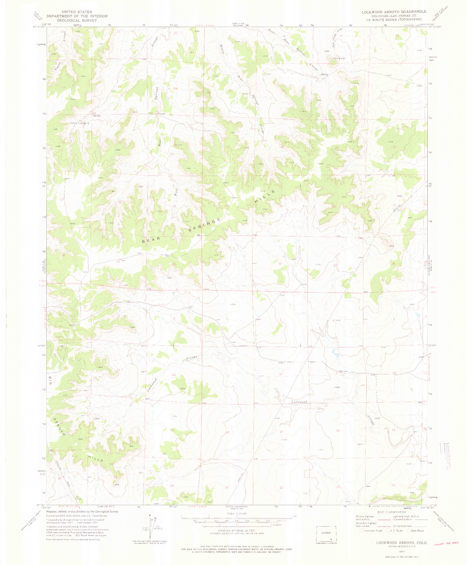 USGS 1:24000-SCALE QUADRANGLE FOR LOCKWOOD ARROYO, CO 1972