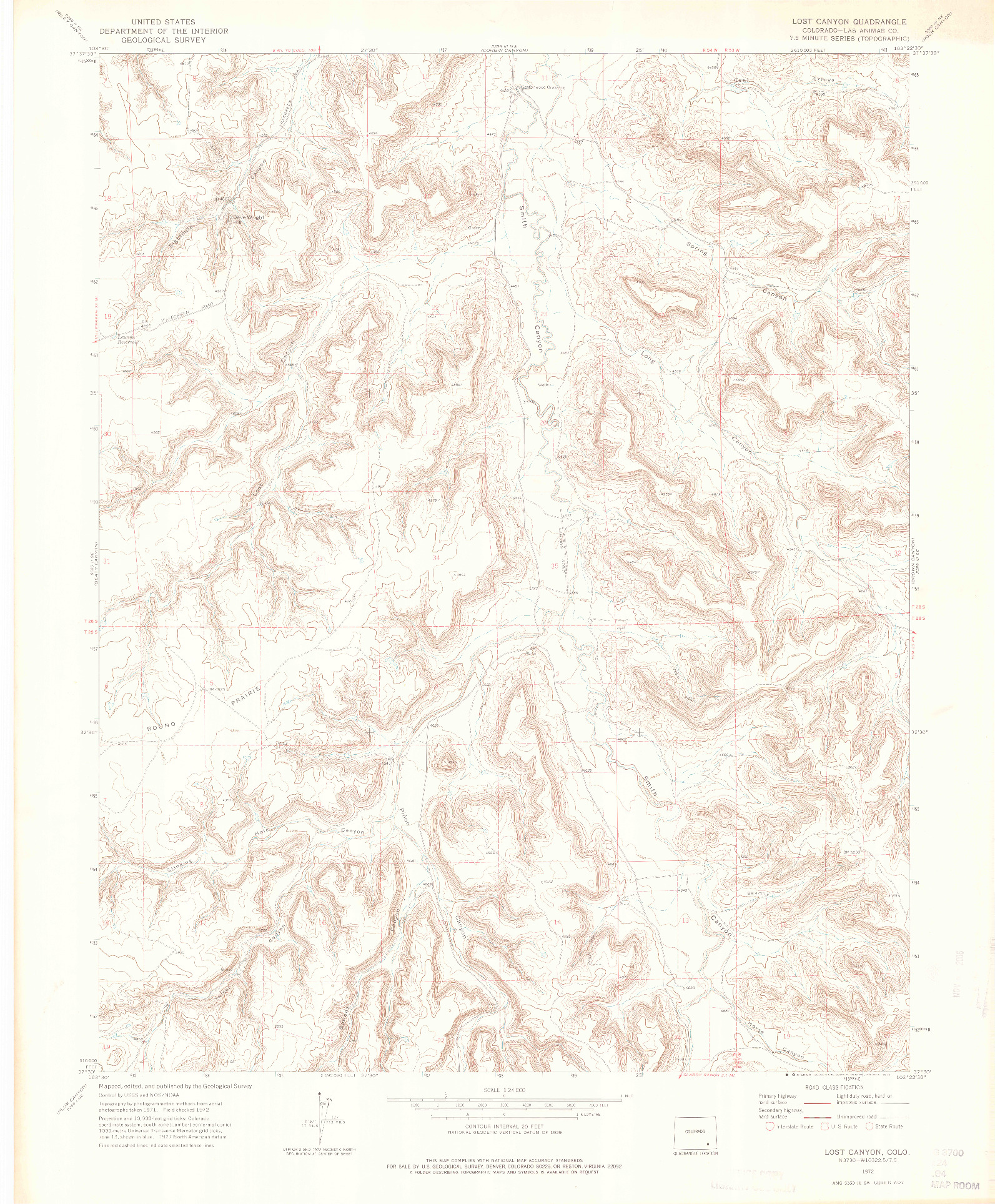 USGS 1:24000-SCALE QUADRANGLE FOR LOST CANYON, CO 1972