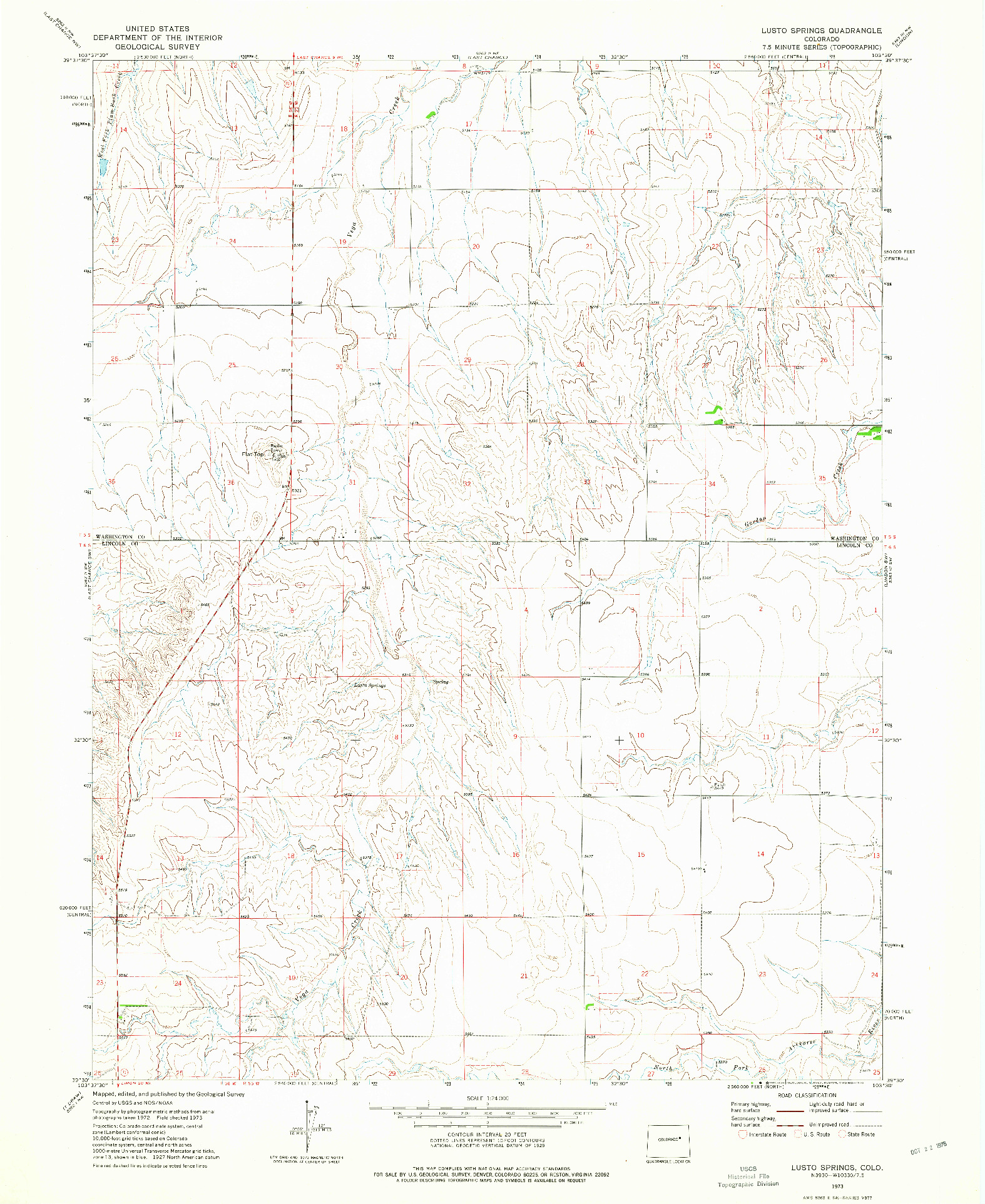 USGS 1:24000-SCALE QUADRANGLE FOR LUSTO SPRINGS, CO 1973