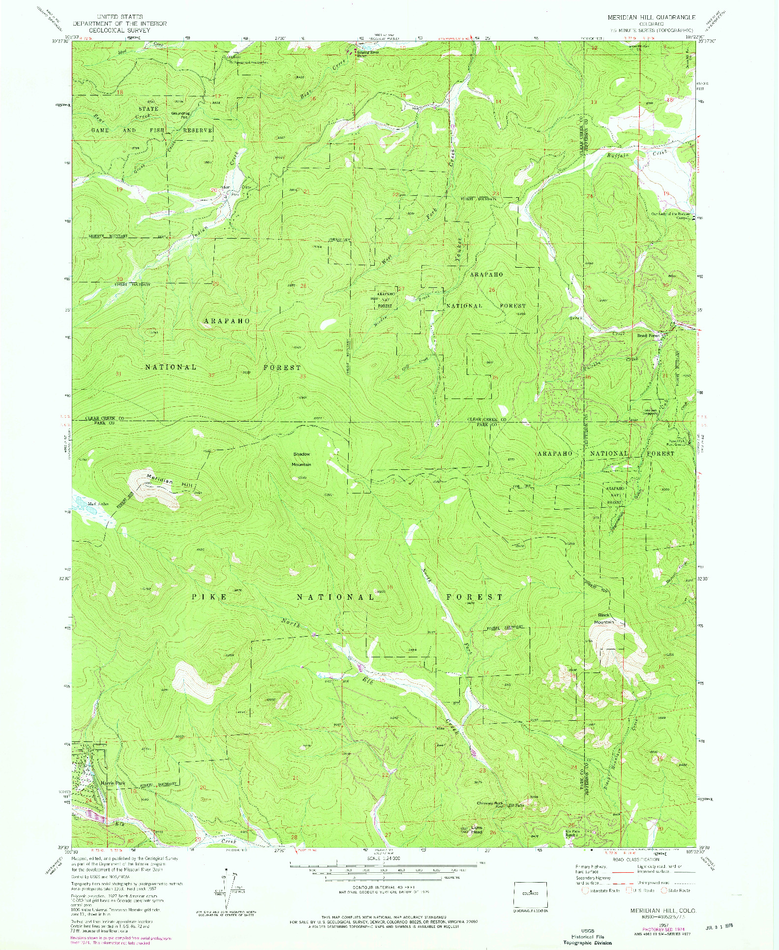 USGS 1:24000-SCALE QUADRANGLE FOR MERIDIAN HILL, CO 1957