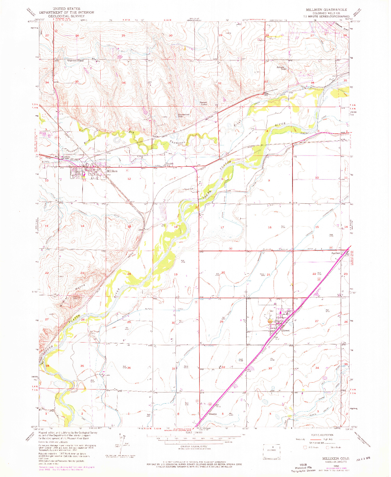 USGS 1:24000-SCALE QUADRANGLE FOR MILLIKEN, CO 1950